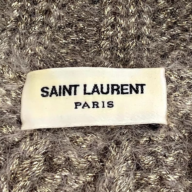 Saint Laurent Paris Saint Laurent Dark brown gold mohair twist crewneck long-sl Size US M / EU 48-50 / 2 - 5 Thumbnail
