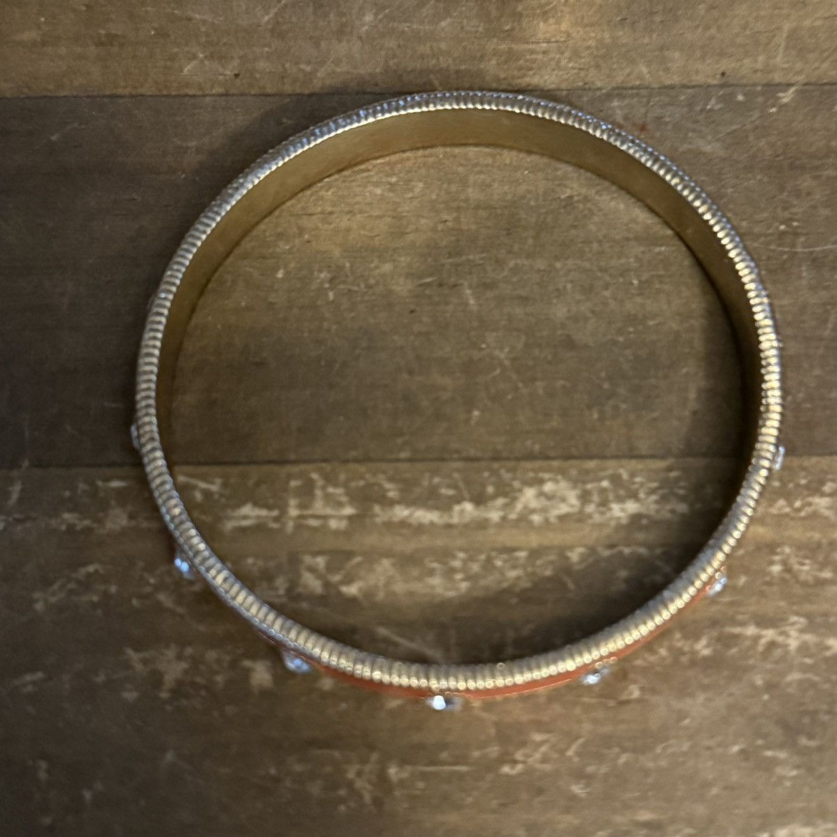 Other Gold tone orange enamel rhinestone bangle bracelet Size ONE SIZE - 4 Thumbnail