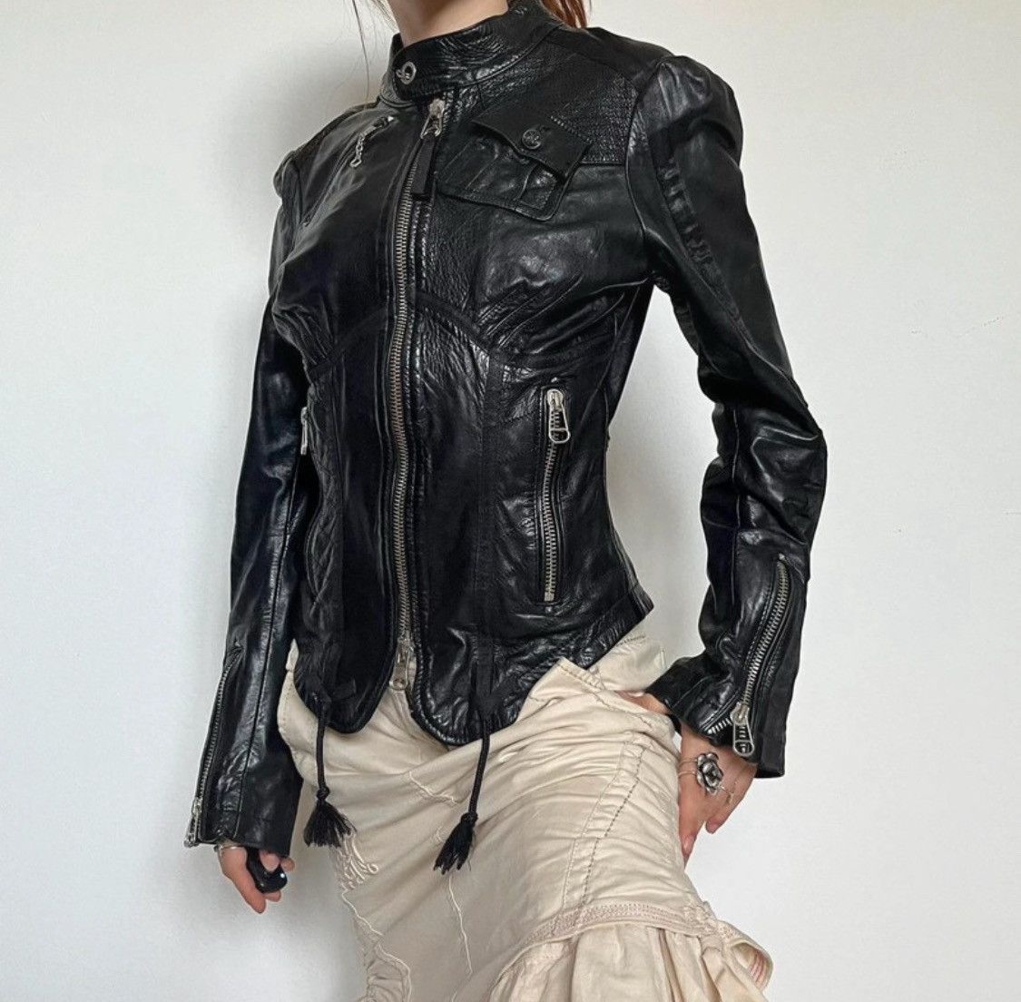 ア*ル様 Diesel jacket archive Vintage Rare Archive Diesel Biker Moto Corset Utility Jacket