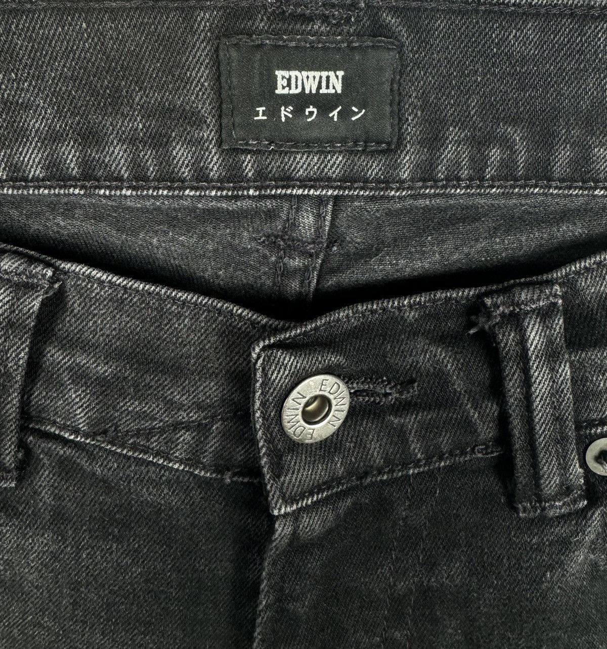 Designer × Edwin × Japanese Brand Edwin 32x30 Slim Tapered Black Wash Faded Cotton Denim Jeans Size US 32 / EU 48 - 5 Thumbnail