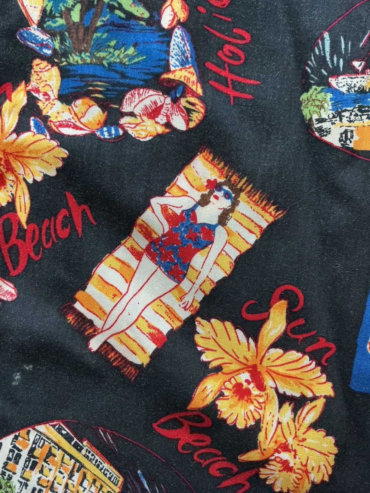 Vintage VTG Utility Pin Up Girl Hibiscus Loop Collar Hawaiian Shirt Size US M / EU 48-50 / 2 - 6 Thumbnail