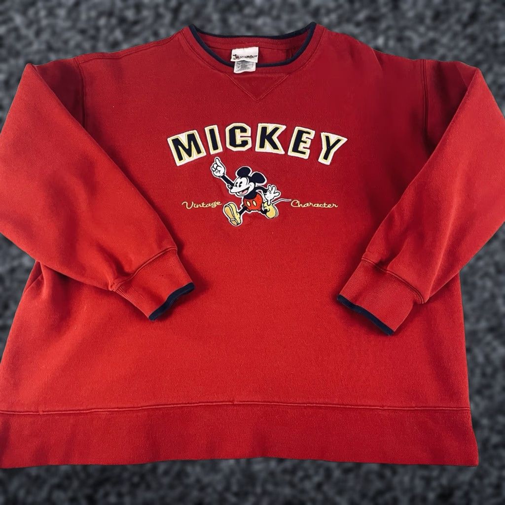 Disney VINTAGE Disney Mickey Mouse Sweatshirt Adult XL Red Fleece Crewneck Cartoon R1 Size US XL / EU 56 / 4 - 1 Thumbnail