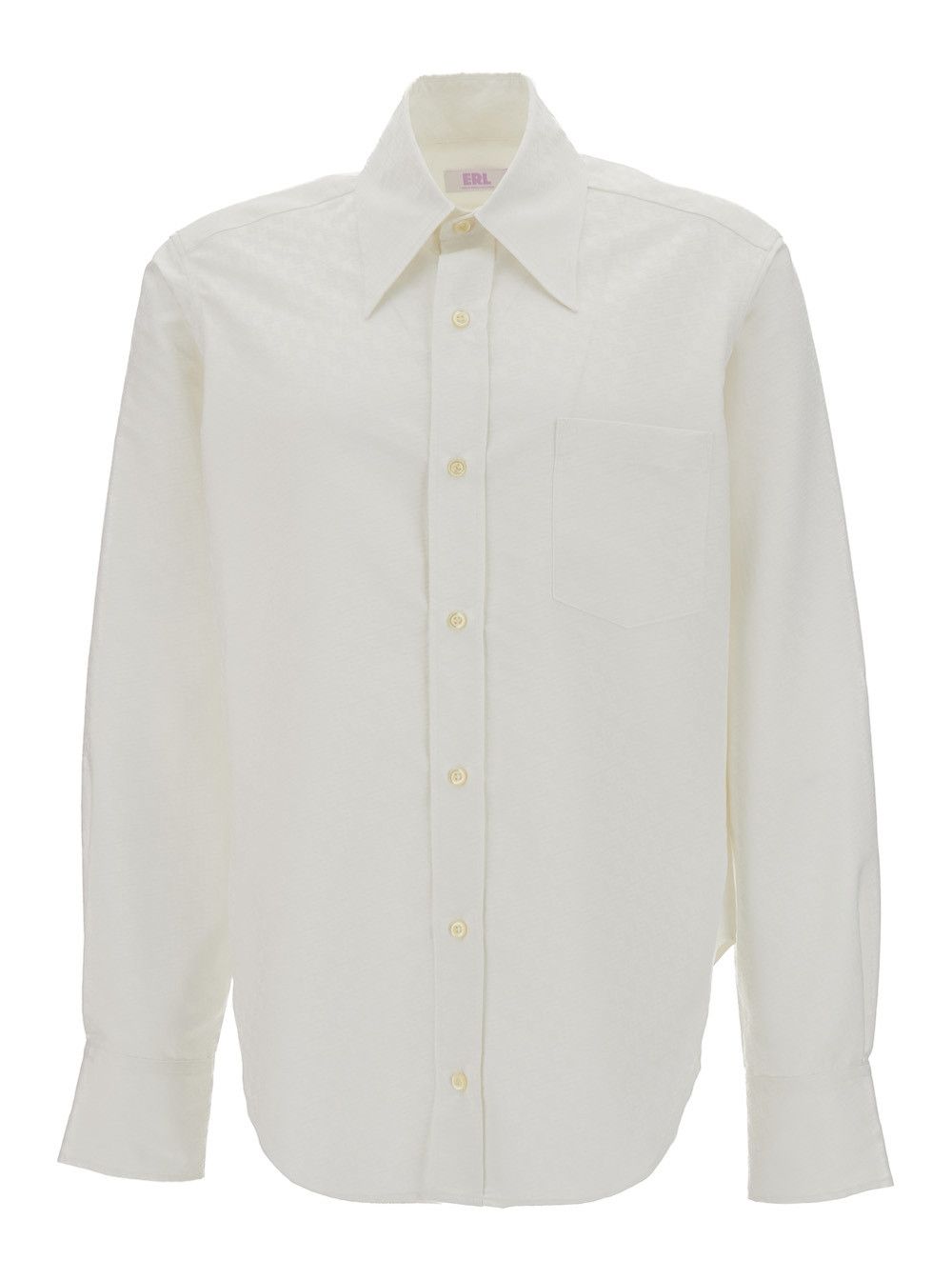 White Buttoned Up Oversize Shirt in Polyester Unisex