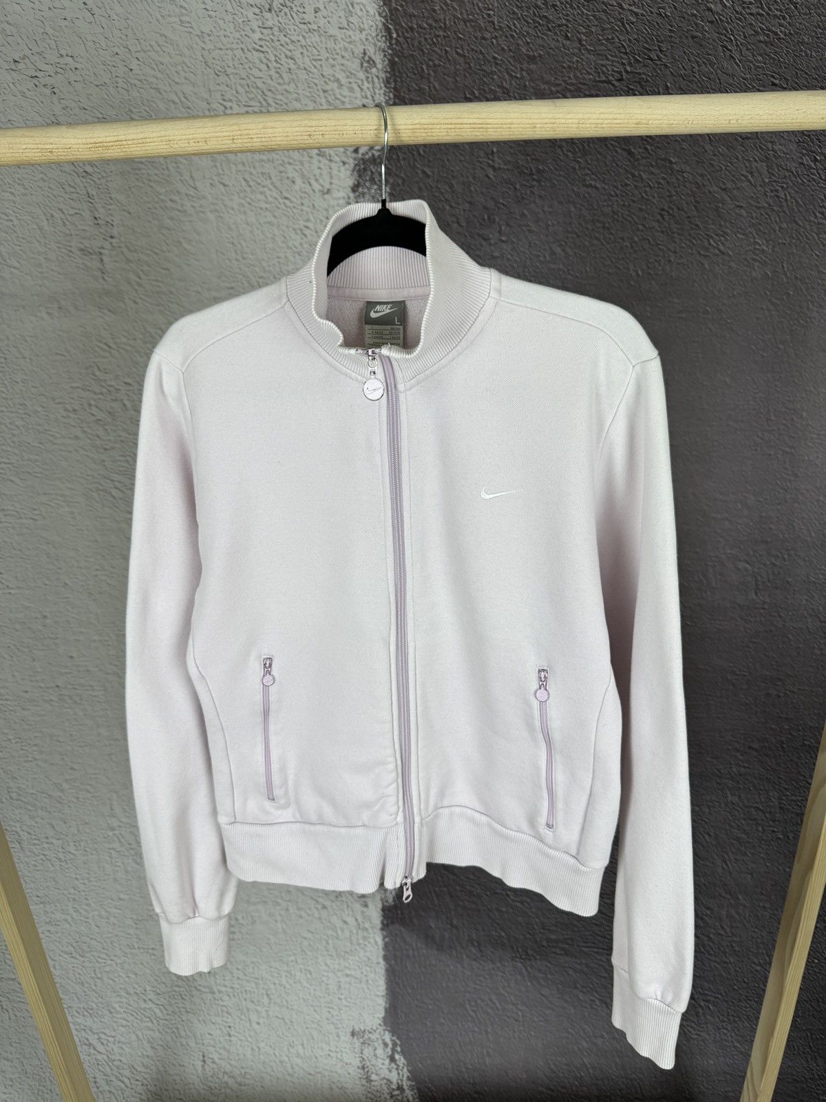 Nike × Vintage Nike vintage y2k light pink full zip pullover sweater swoosh Size L / US 10 / IT 46 - 10 Thumbnail
