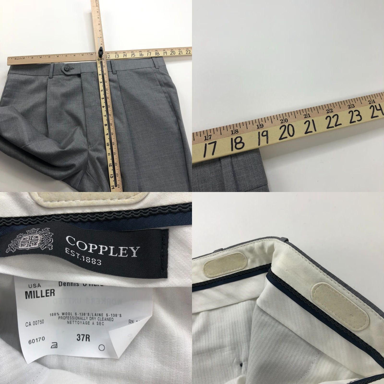 Vintage Coppley Suit Jacket Gray 100% Wool 2 PC Regular 40 Size 38R - 11 Thumbnail