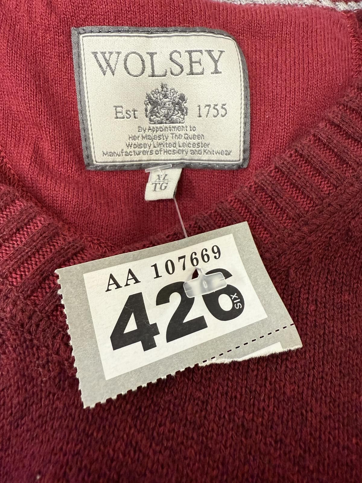 Wolsey Wolsey Men's Red V-Neck Sweater Size ONE SIZE - 2 Thumbnail