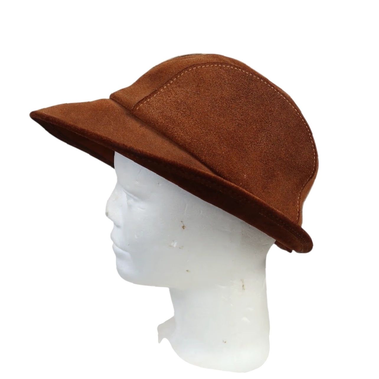 Vintage VINTAGE Brown Suede Leather Cloche Bucket Hat Vintage 70s Boho Hippie Womens One Size Size ONE SIZE - 4 Thumbnail