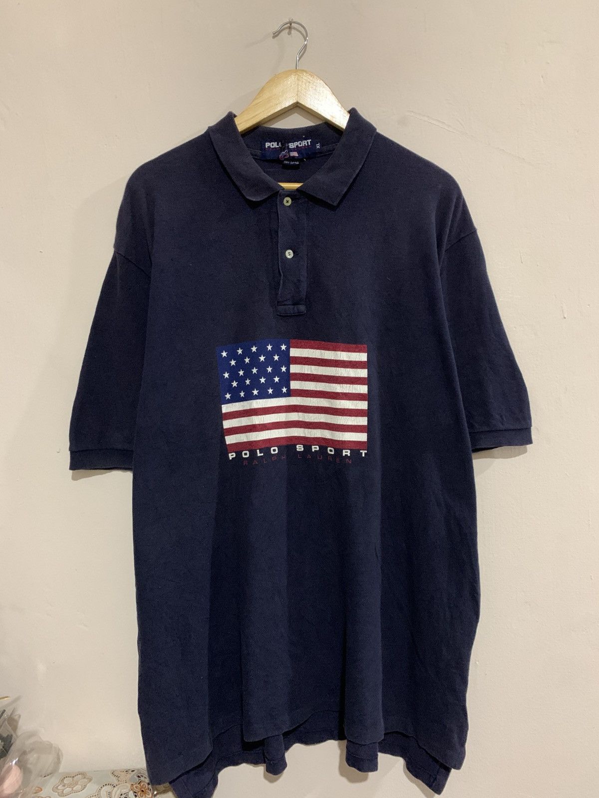 Vintage Vtg Polo Sport Flag Made In Usa ralph lauren flag sumer polo Size US XL / EU 56 / 4 - 1 Thumbnail