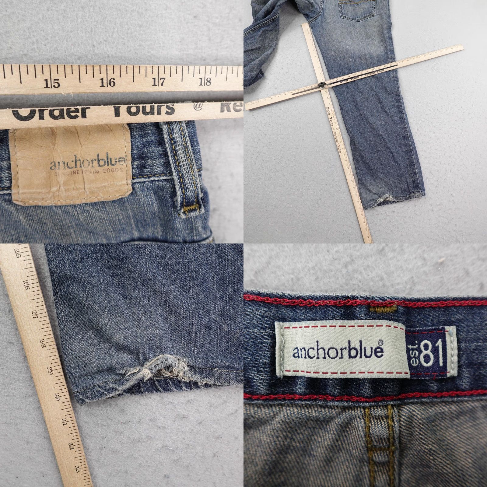 Anchor Blue VINTAGE Anchor Blue Jeans Men's 36x34 Blue Denim Loose Baggy Distressed Grunge Y2K Jeans Mens Blue 5-Pocket Design Vintage Men Size US 36 / EU 52 - 9 Thumbnail