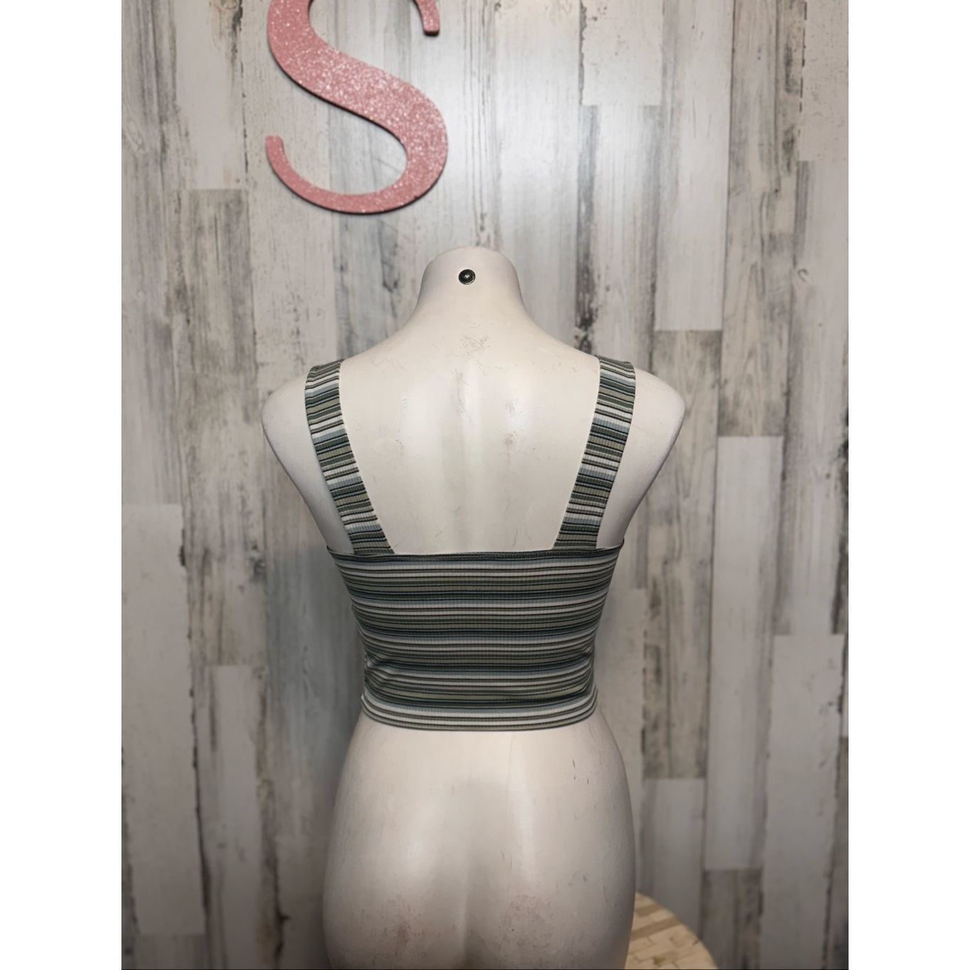 American Eagle Outfitters American Eagle Striped Ribbed Crop Tank | Stretchy Fitted Ca Size S / US 4 / IT 40 - 3 Thumbnail