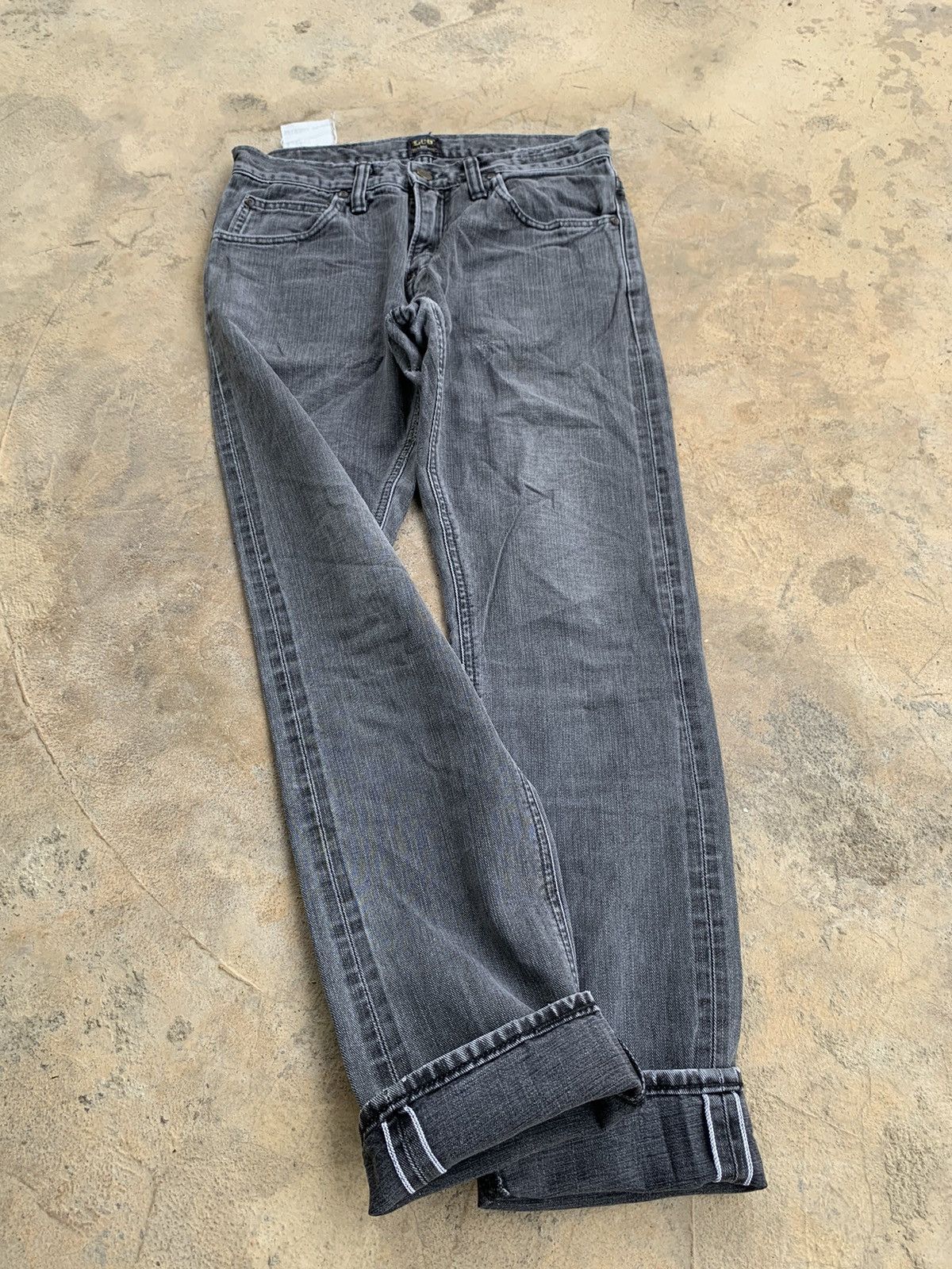 Lee Rare💥Lee 101 Black Selvedge Faded Distressed Denim Size US 30 / EU 46 - 7 Thumbnail