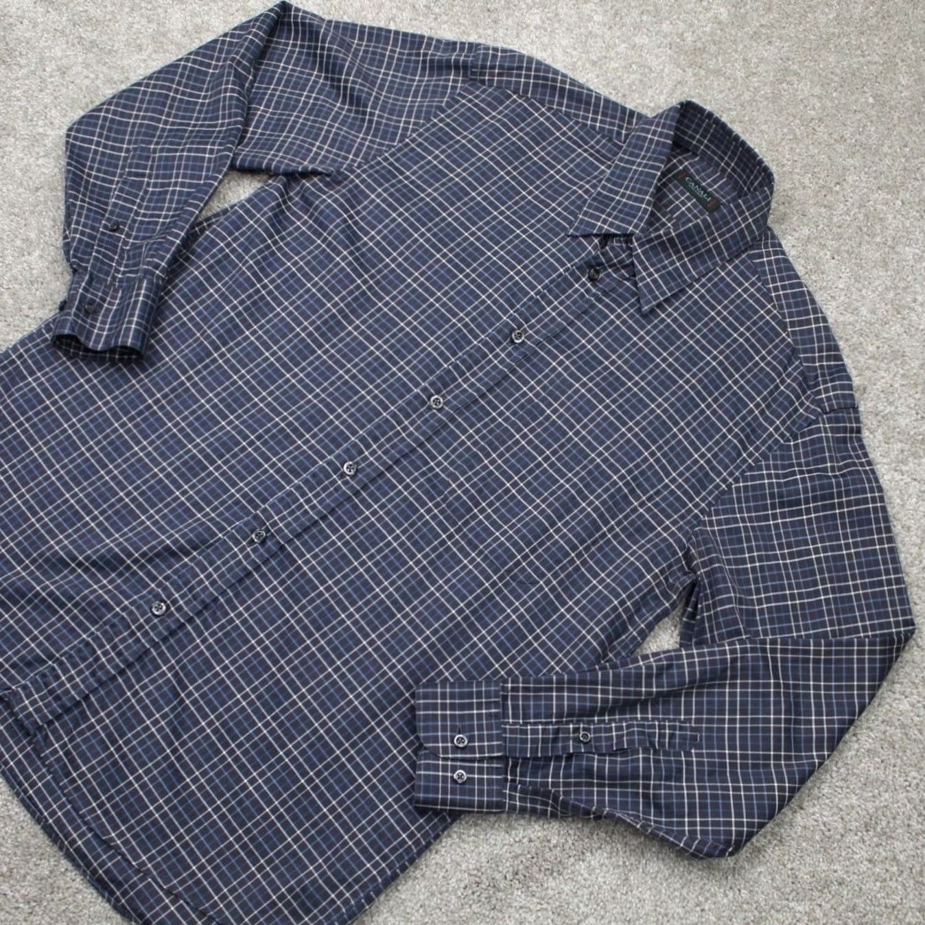 Canali Canali Shirt Mens Medium Blue & White Checkered 100% Cotton Long Sleeve Button Up Shirt Mens Blue & White Checkered Cotton Button-Up Modern Preppy Size US M / EU 48-50 / 2 - 3 Thumbnail