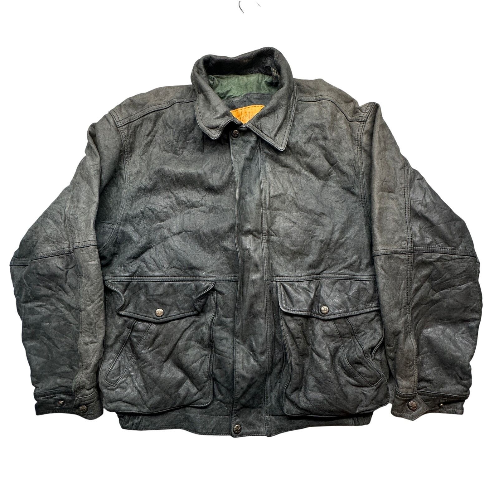 Timberland VTG 1994 Timberland Leather Aviator Jacket Medium Distressed Size US M / EU 48-50 / 2 - 1 Thumbnail