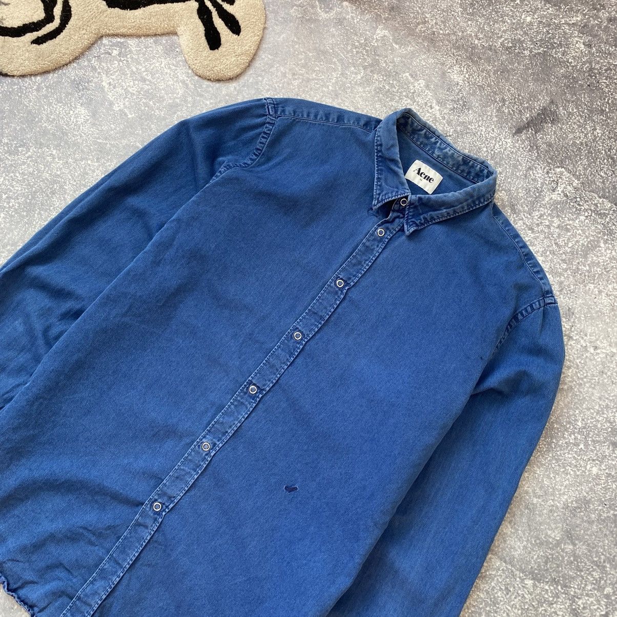 Acne Studios Luxury Acne Studios Small logo basic denim button up shirt Size US M / EU 48-50 / 2 - 2 Thumbnail