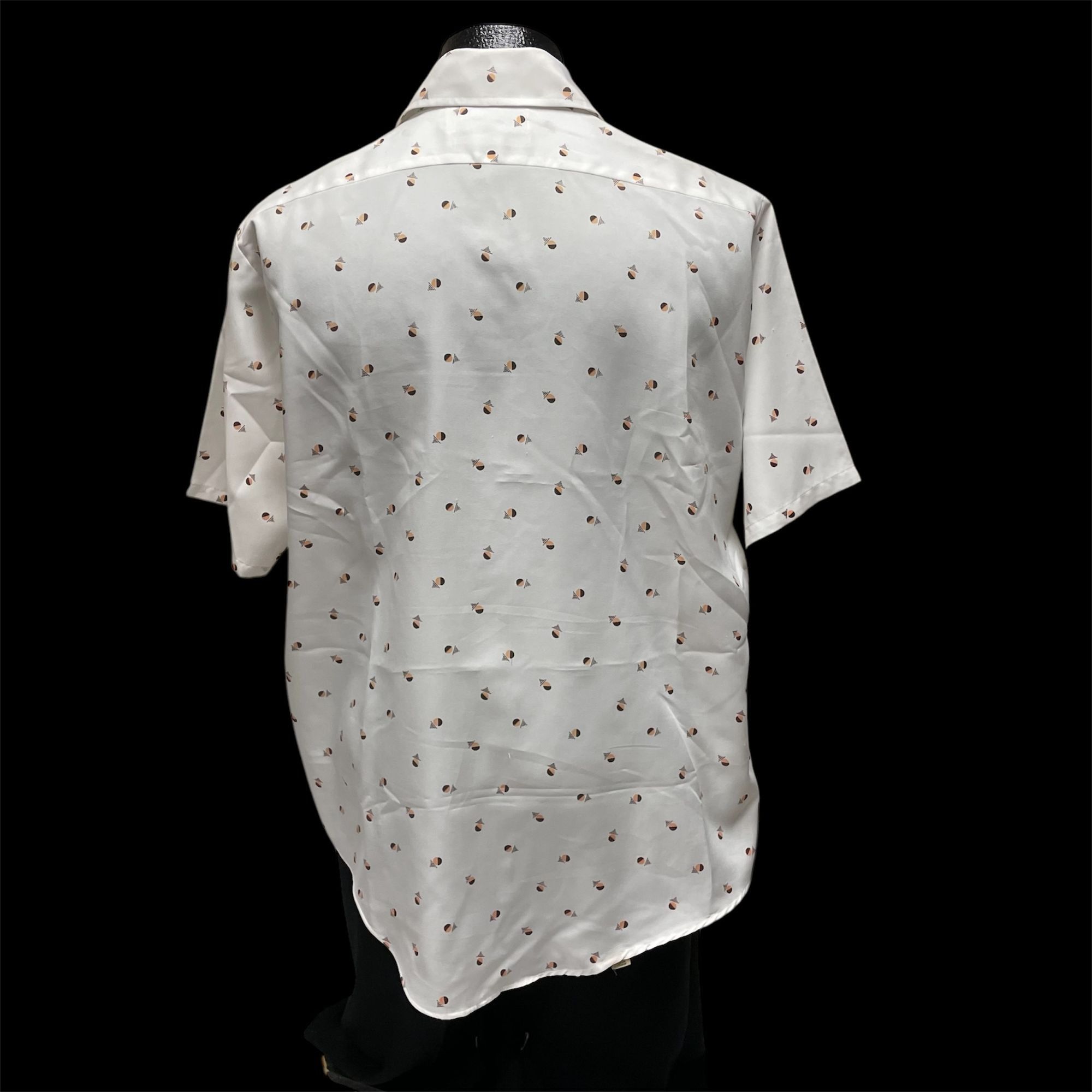 Van Heusen Vtg Van Heusen Geometric ATOMIC BOMB Mod Disco Shirt Size US XL / EU 56 / 4 - 3 Thumbnail