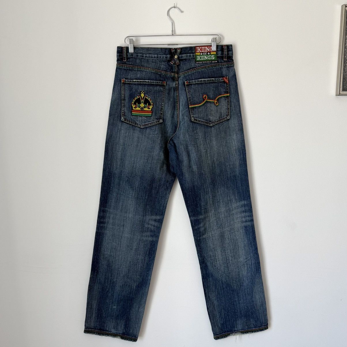 LRG Vtg 2000s LRG “Jamaican Royalty” Faded Baggy Jeans Y2K JNCO Size US 34 / EU 50 - 2 Thumbnail