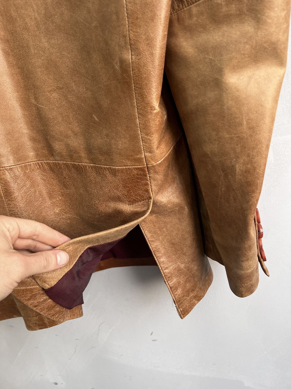 14th Addiction STITCHING AVANT GARDE DISTRESSED LEATHER BLAZER JACKET Size US M / EU 48-50 / 2 - 20 Thumbnail