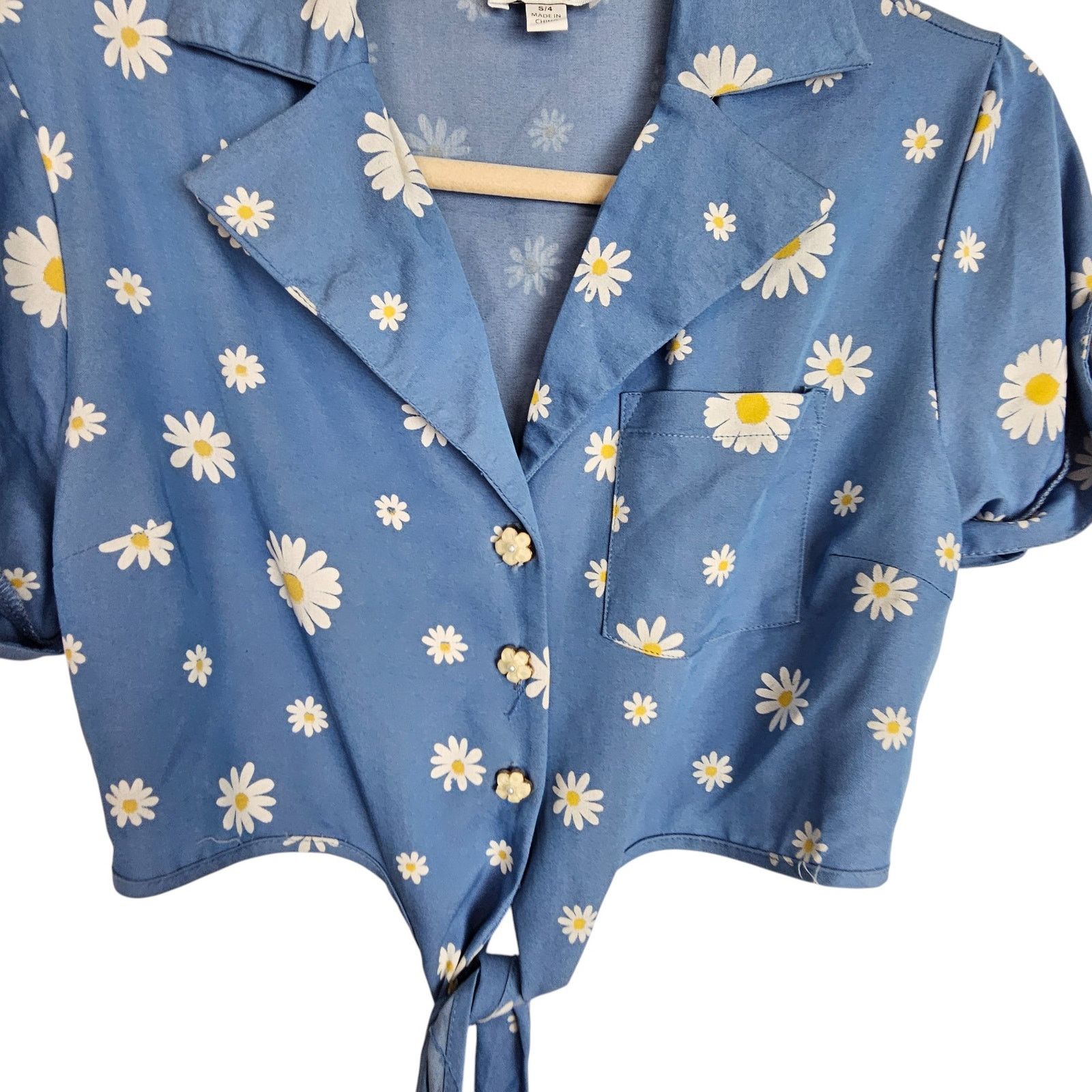 Vintage Unique Vintage Womens Daisy Floral Crop Top S Retro Pin Up Size S / US 4 / IT 40 - 3 Thumbnail