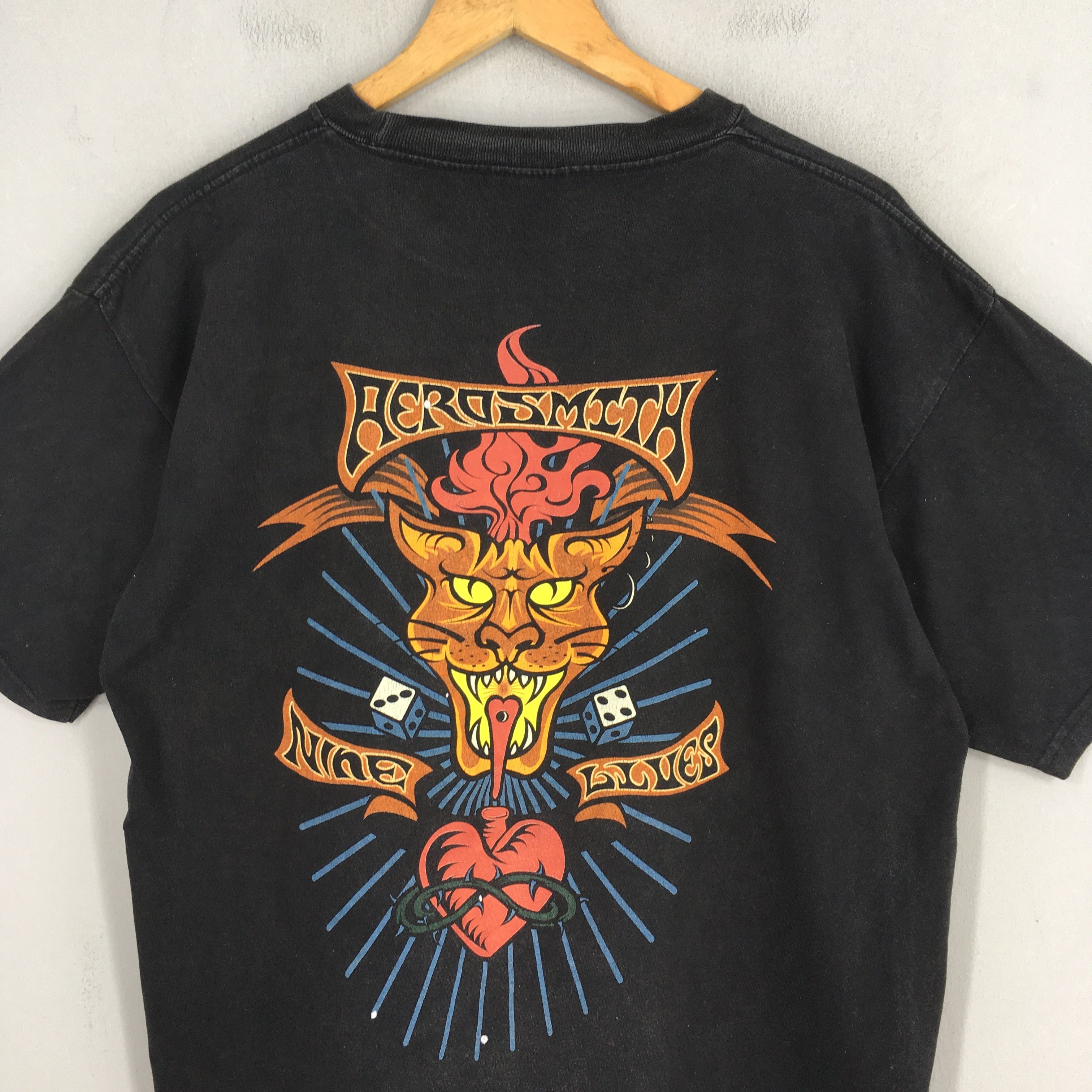 Aerosmith × Band Tees × Vintage 90's Aerosmith Bon Jovi Nine Lives Tour T shirt Large Size US L / EU 52-54 / 3 - 9 Thumbnail