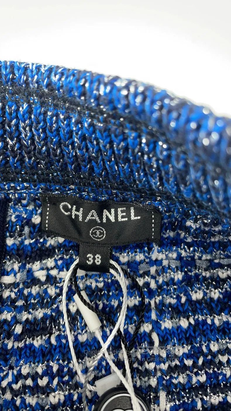 Chanel Chanel Blue Tweed Mini Skirt. Size US 38 / EU 54 - 3 Thumbnail