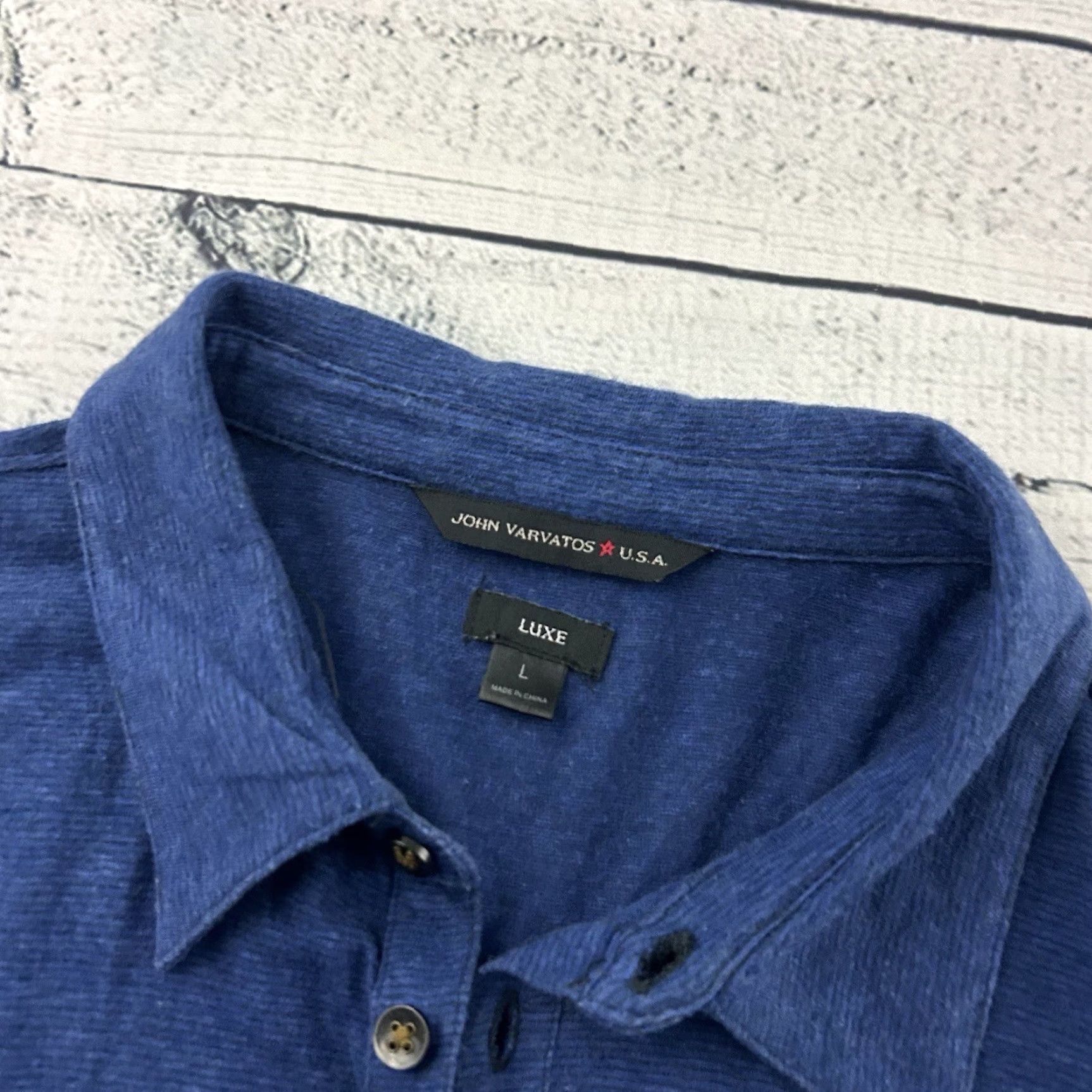 John Varvatos John Varvatos Luxe Short Sleeve Polo Shirt Men L Blue Size US L / EU 52-54 / 3 - 2 Thumbnail