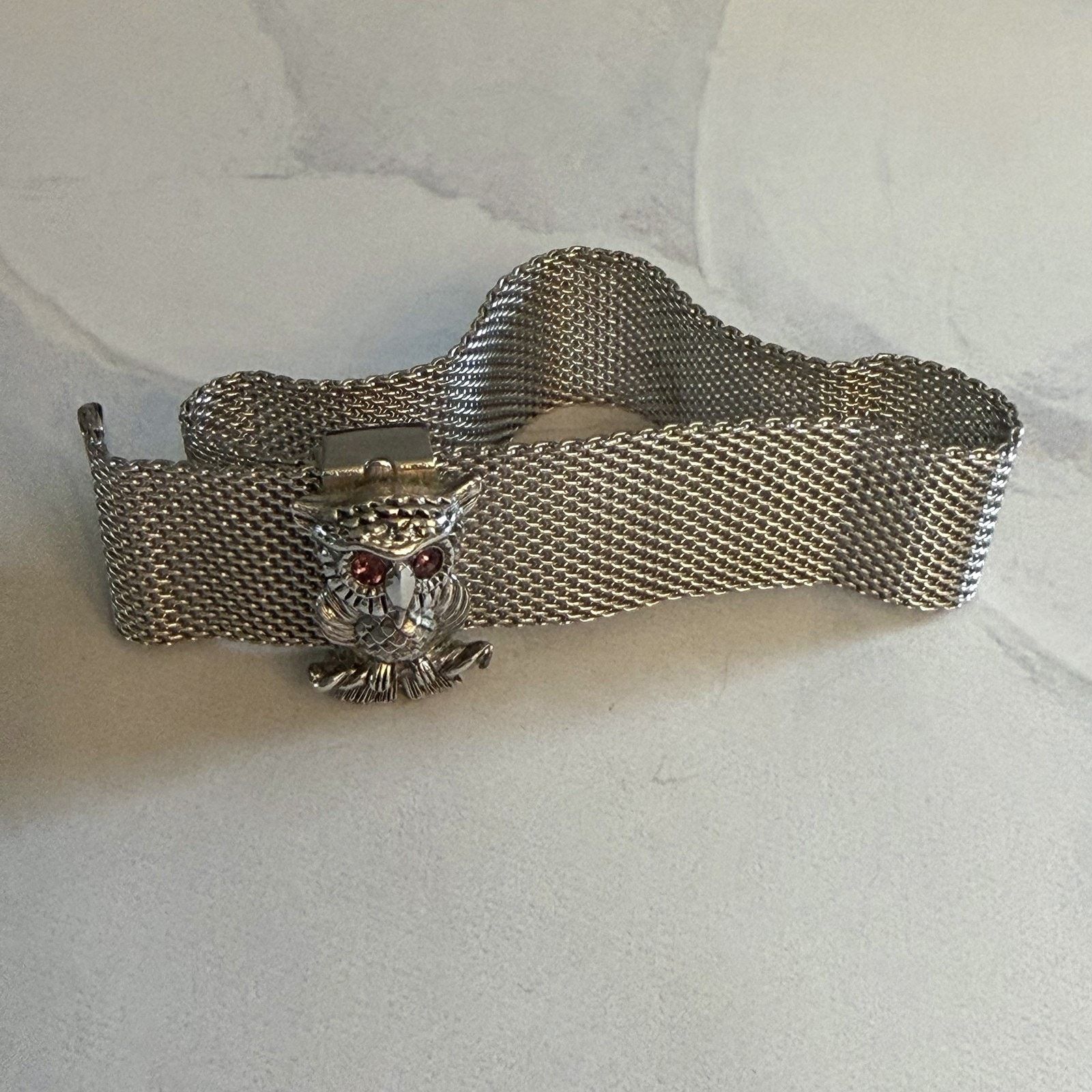 Vintage VTG 1972 Sarah Coventry Nocturne Silver-Tone Owl Bracelet Size ONE SIZE - 2 Thumbnail