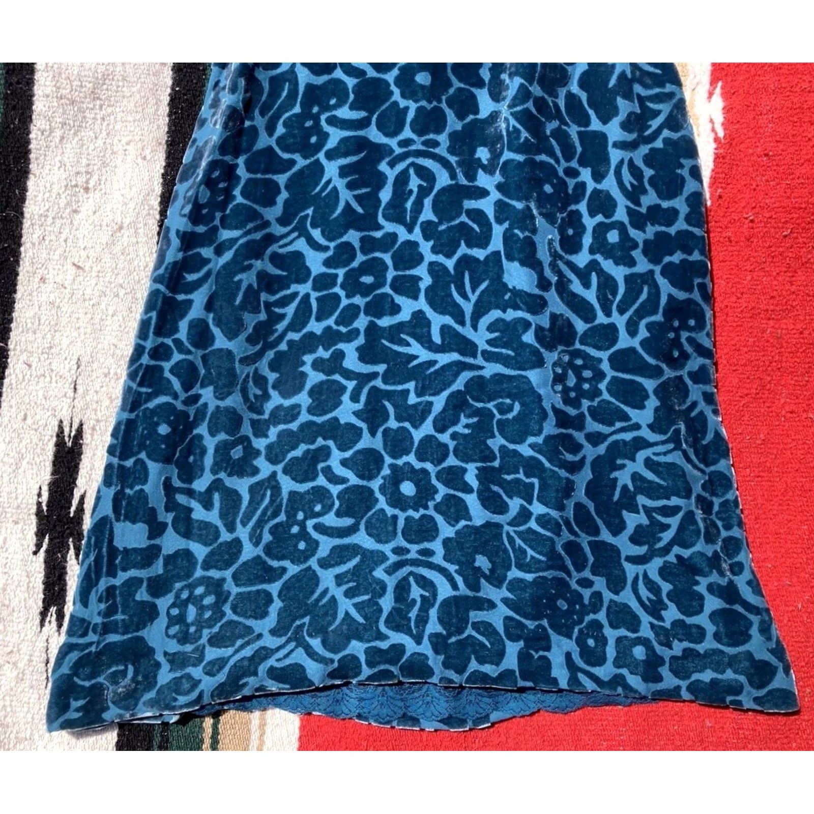Anthropologie Moulinette Souers Anthropologie Dress Womens Size 2 Blue Velvet Brocade Floral Size XS / US 0-2 / IT 36-38 - 3 Thumbnail
