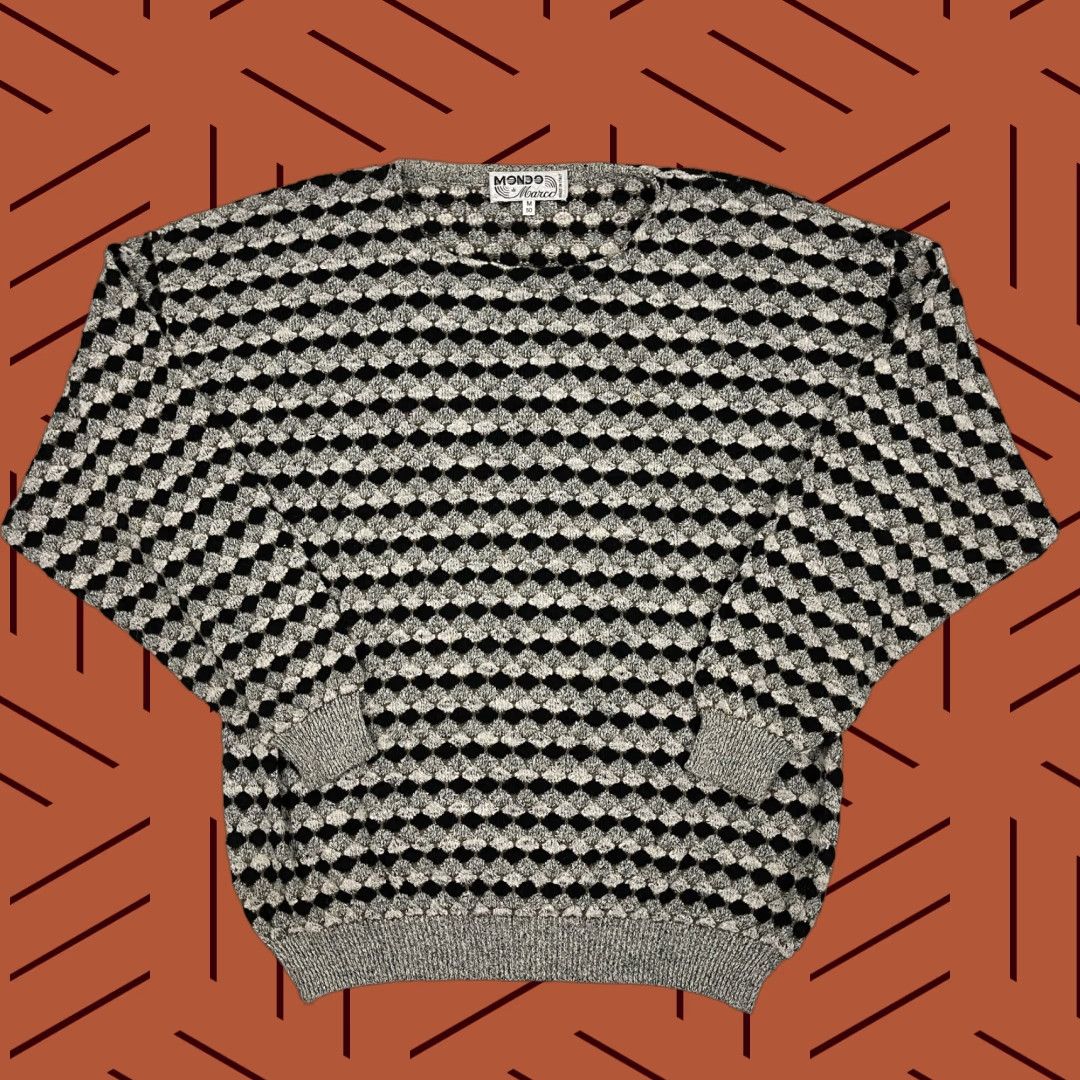 Vintage VINTAGE Mondo Di Marco Sweater Mens M Black Gray Geometric Grandpa Crewneck Jumper 90s Mens Size US M / EU 48-50 / 2 - 1 Thumbnail
