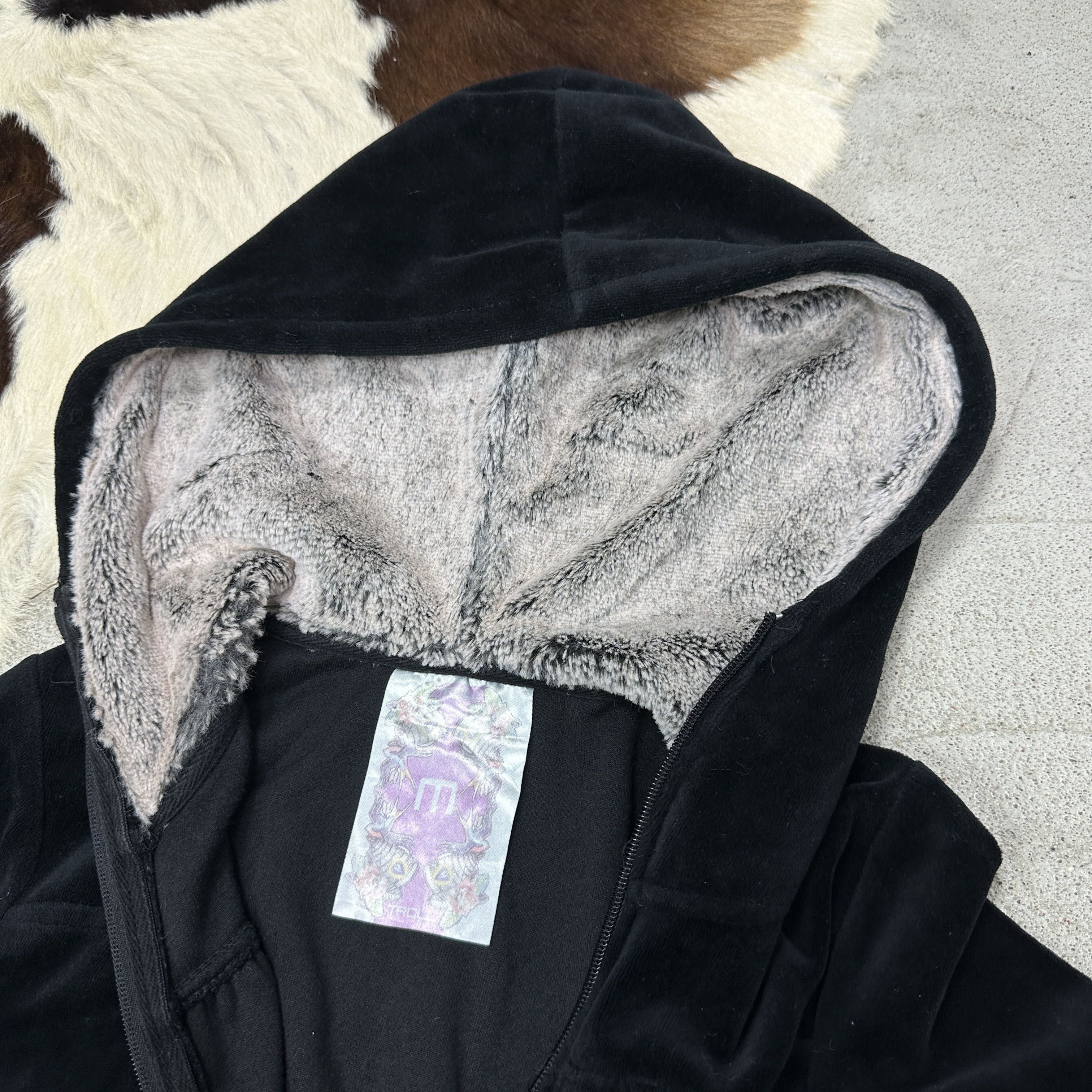 Vintage Vintage Avant Garde Velvet Faux Fur Zip Hoodie Y2K Size M / US 6-8 / IT 42-44 - 4 Thumbnail
