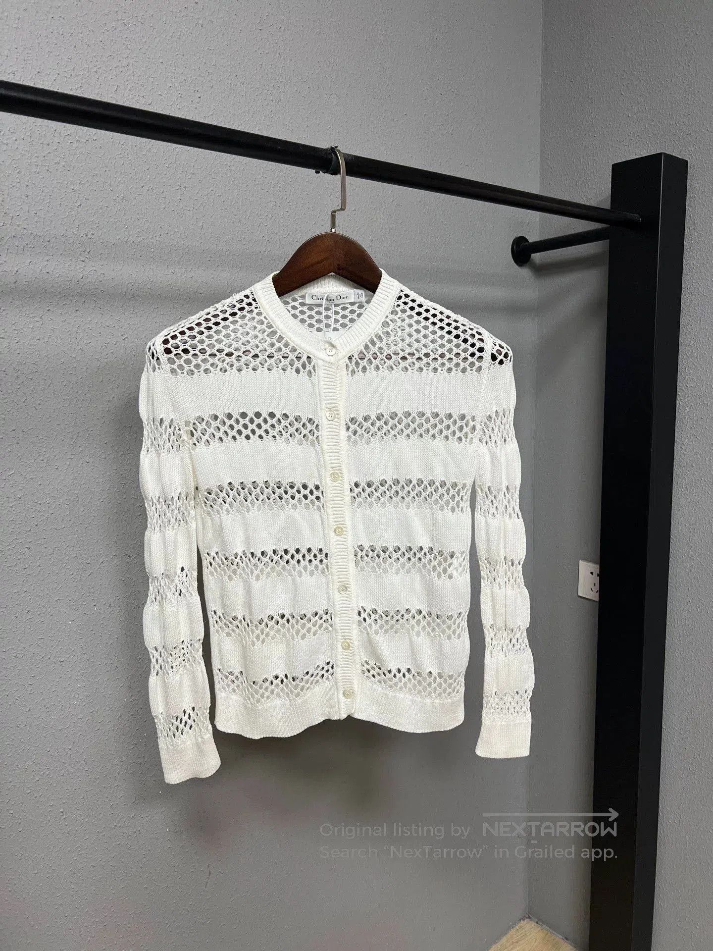 Dior Lace Cardigan in White Size 36.