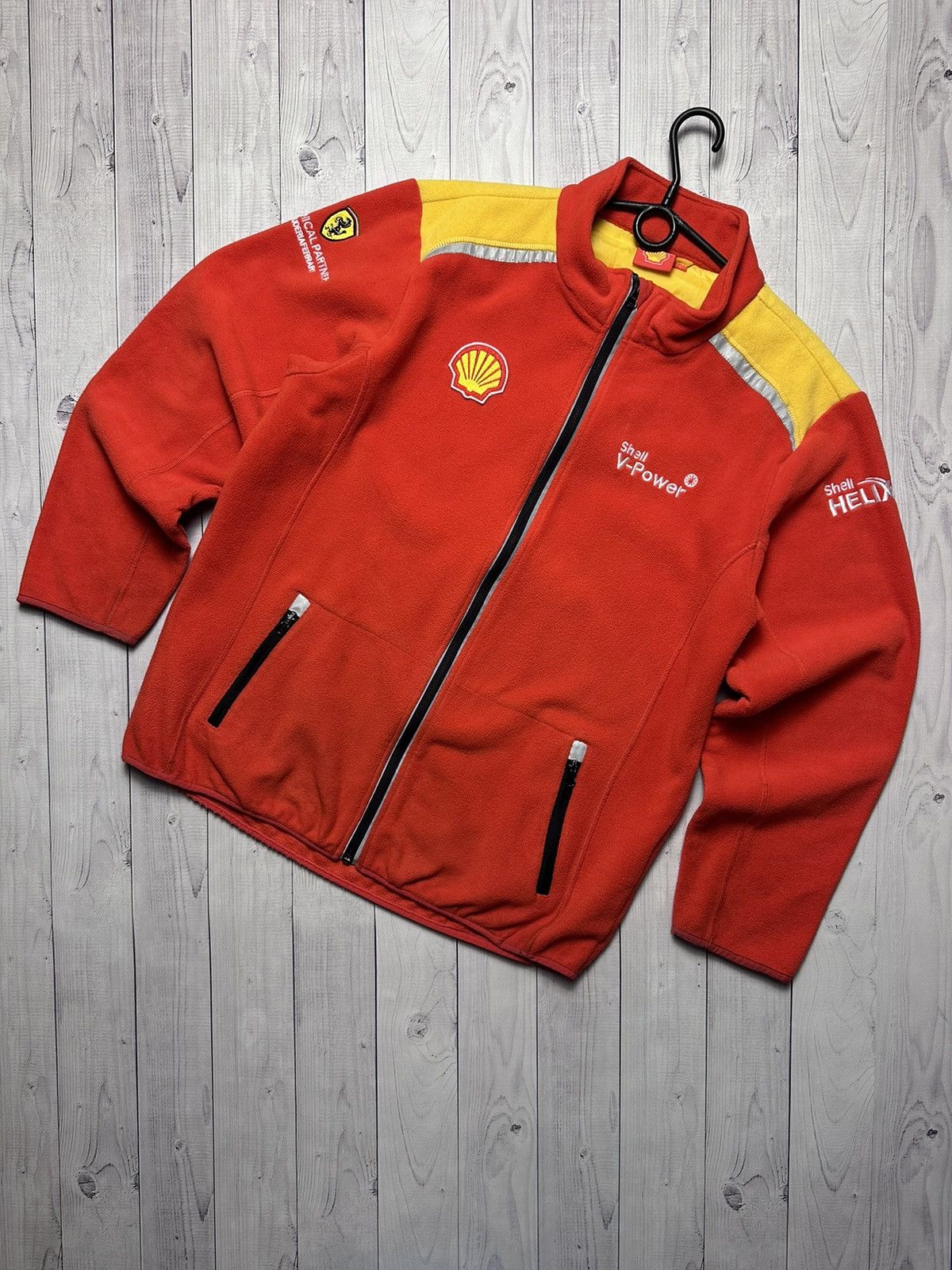 Vintage Ferrari racing fleece jacket red Shell big logo L