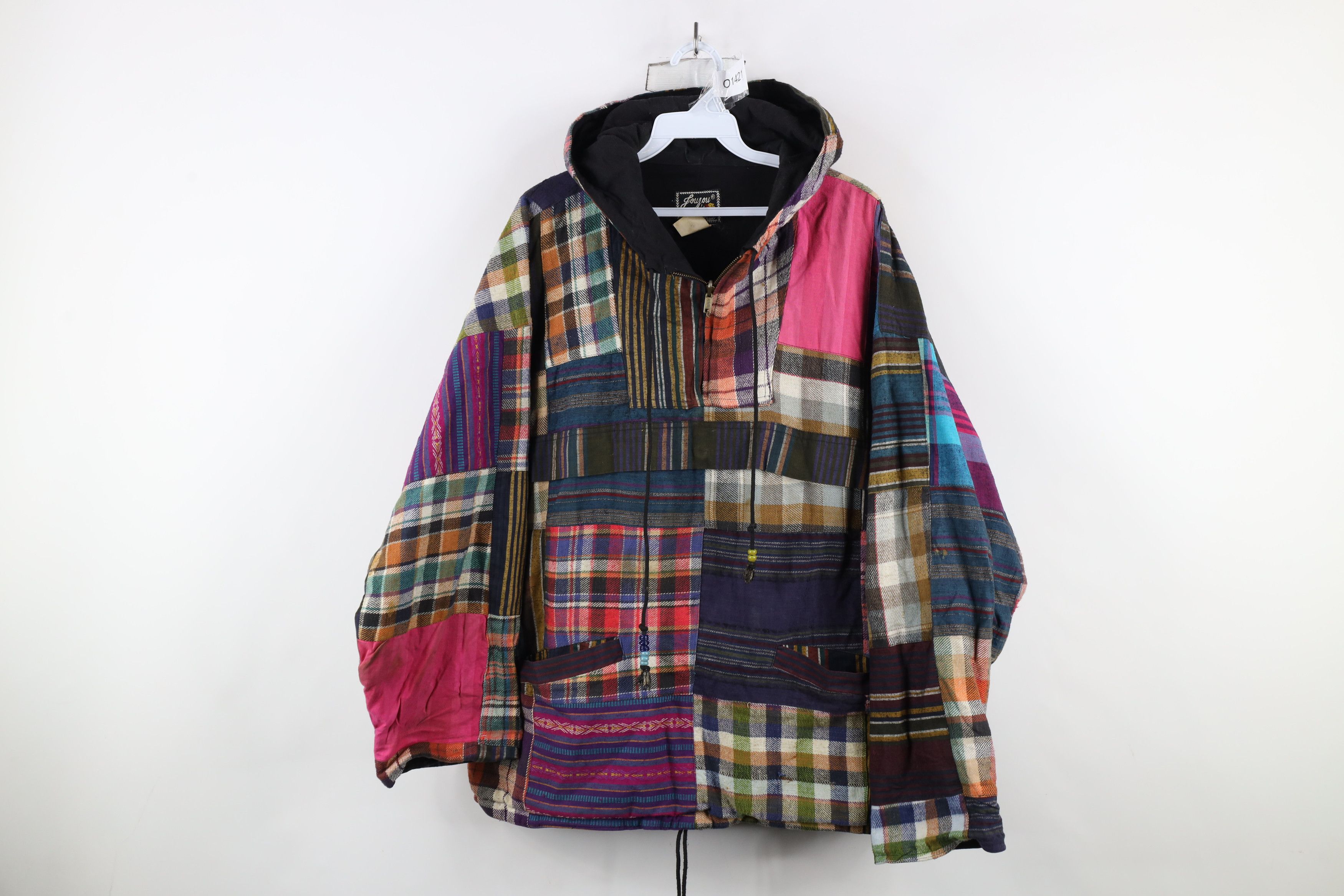 Vintage Vintage 90s Streetwear Quilt Patchwork Hooded Anorak Jacket Size ONE SIZE - 1 Thumbnail
