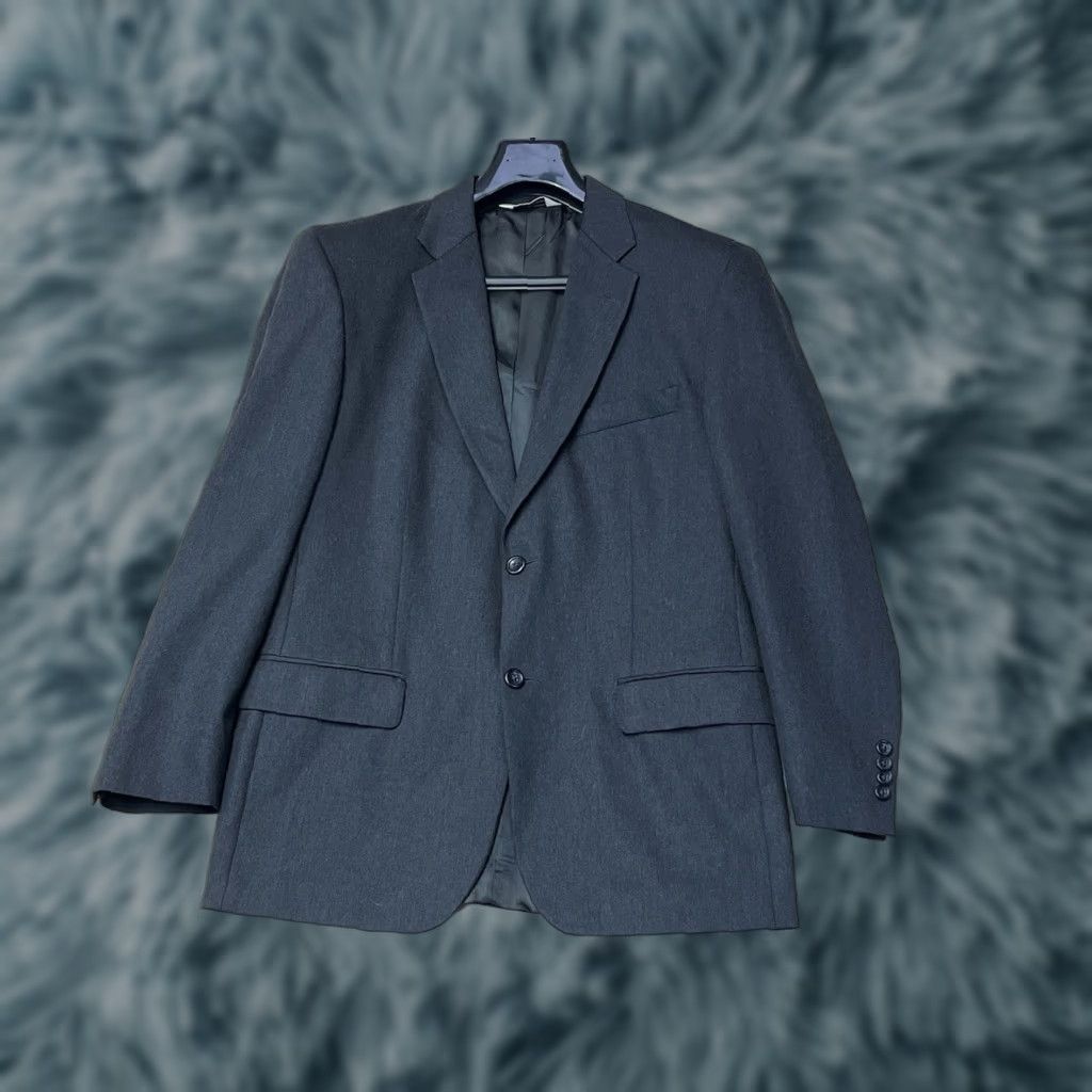 Pronto Uomo Pronto Uomo Blazer Mens 40S Wool 2-Button Close Dark Gray Single-Breasted Notch Lapel Tailored Regular Mens Blazer 40S Gray Wool Jacket Size 40R - 1 Thumbnail