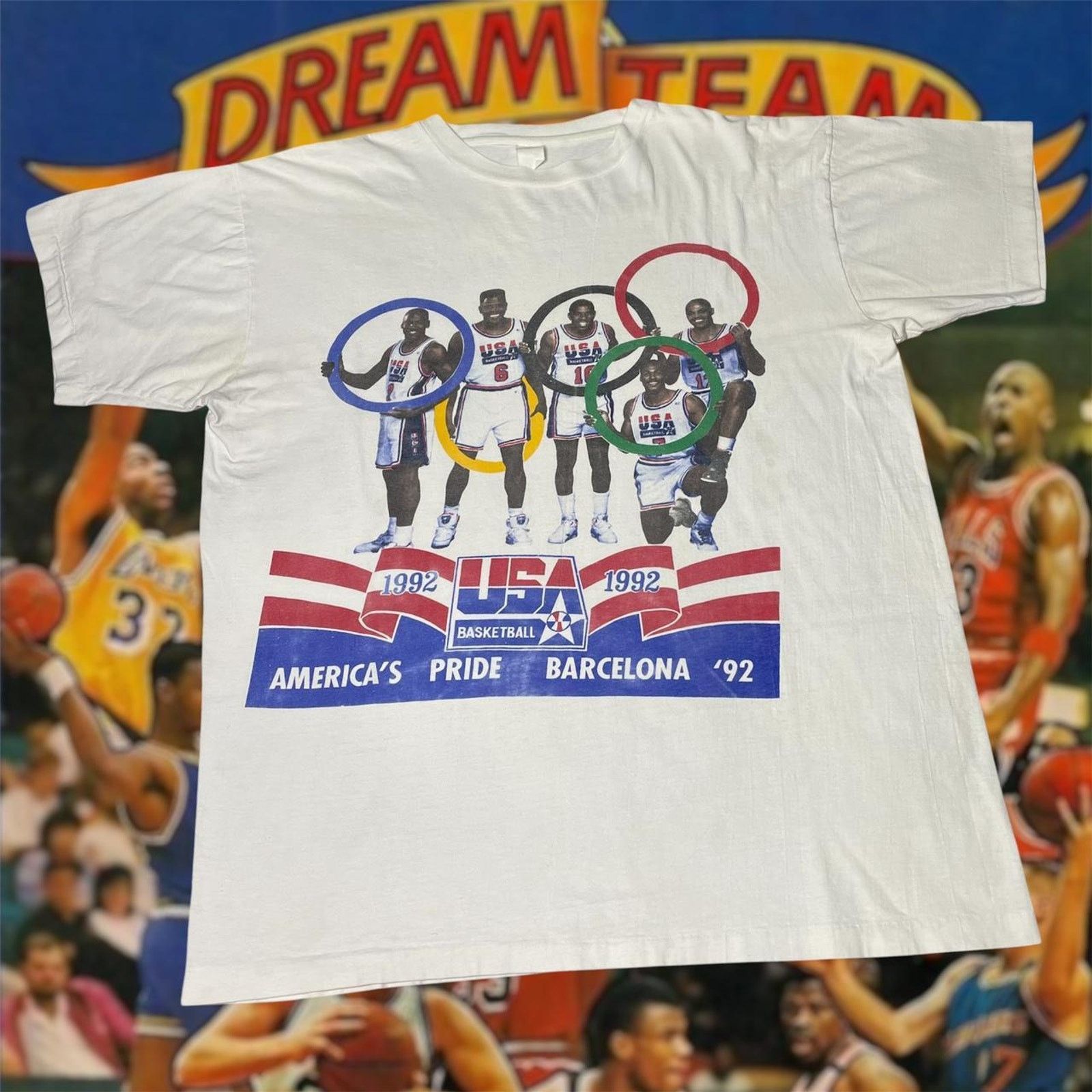 NBA × Vintage Vintage 1992 NBA Olympics Dream Team Basketball Rare Tee Size US XL / EU 56 / 4 - 1 Thumbnail