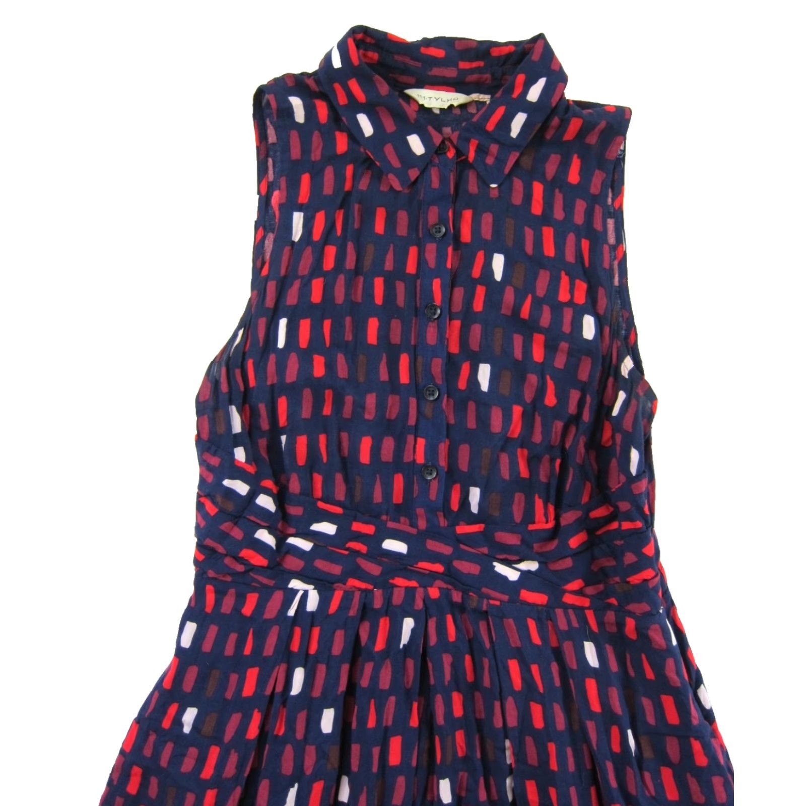 Vintage 11-1-TYLHO Blue Shirt Dress Sleeveless Pocket Button Collar Small Size S / US 4 / IT 40 - 4 Thumbnail