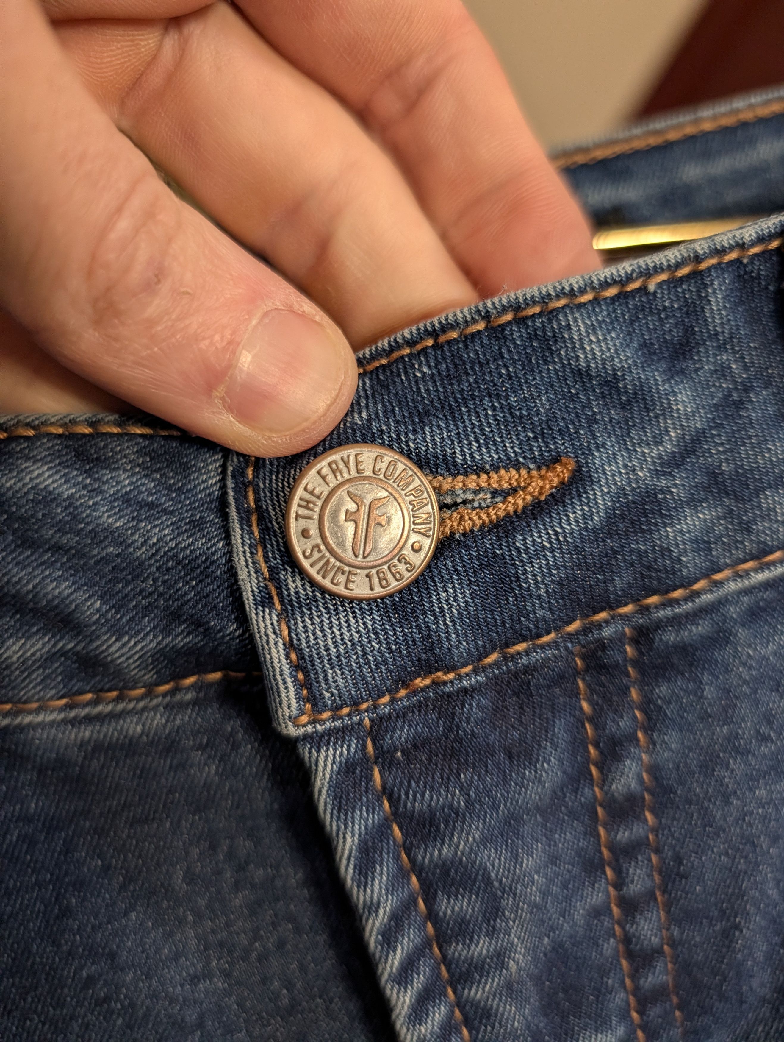 Frye Blue logo embroidered tapered leg denim jeans Size 30" / US 8 / IT 44 - 4 Thumbnail