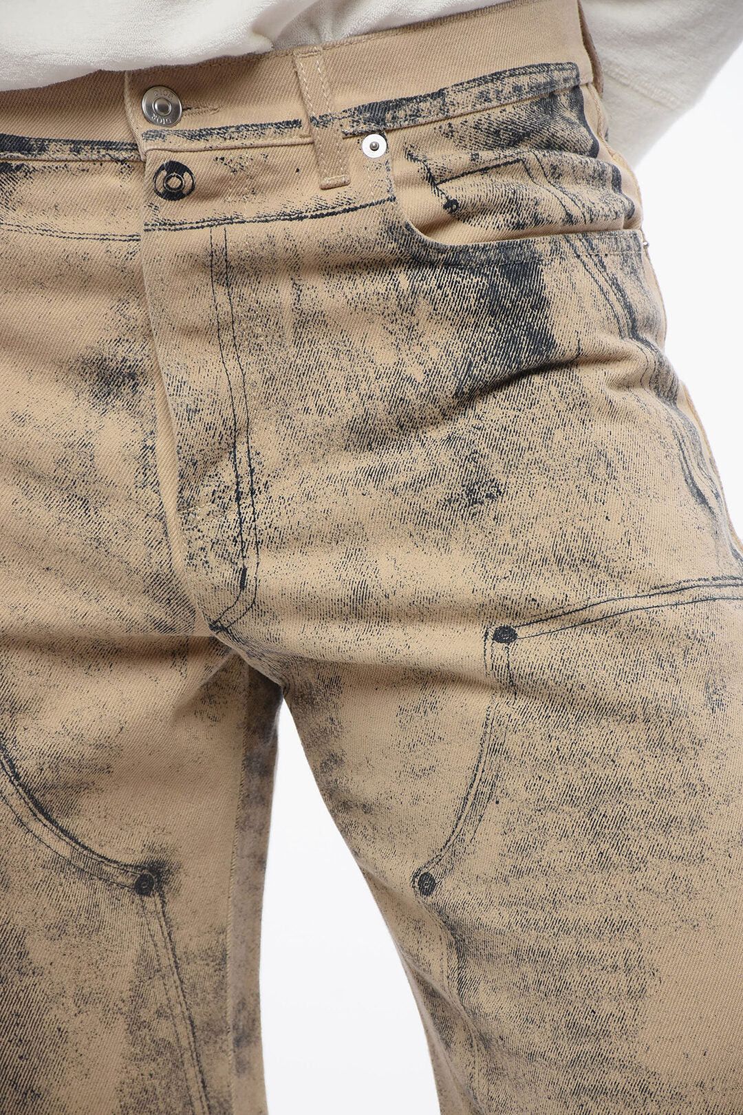 Dior × ERL og1mm0326 Printed Regular-Fit Jeans in Beige Size US 29 - 3 Thumbnail