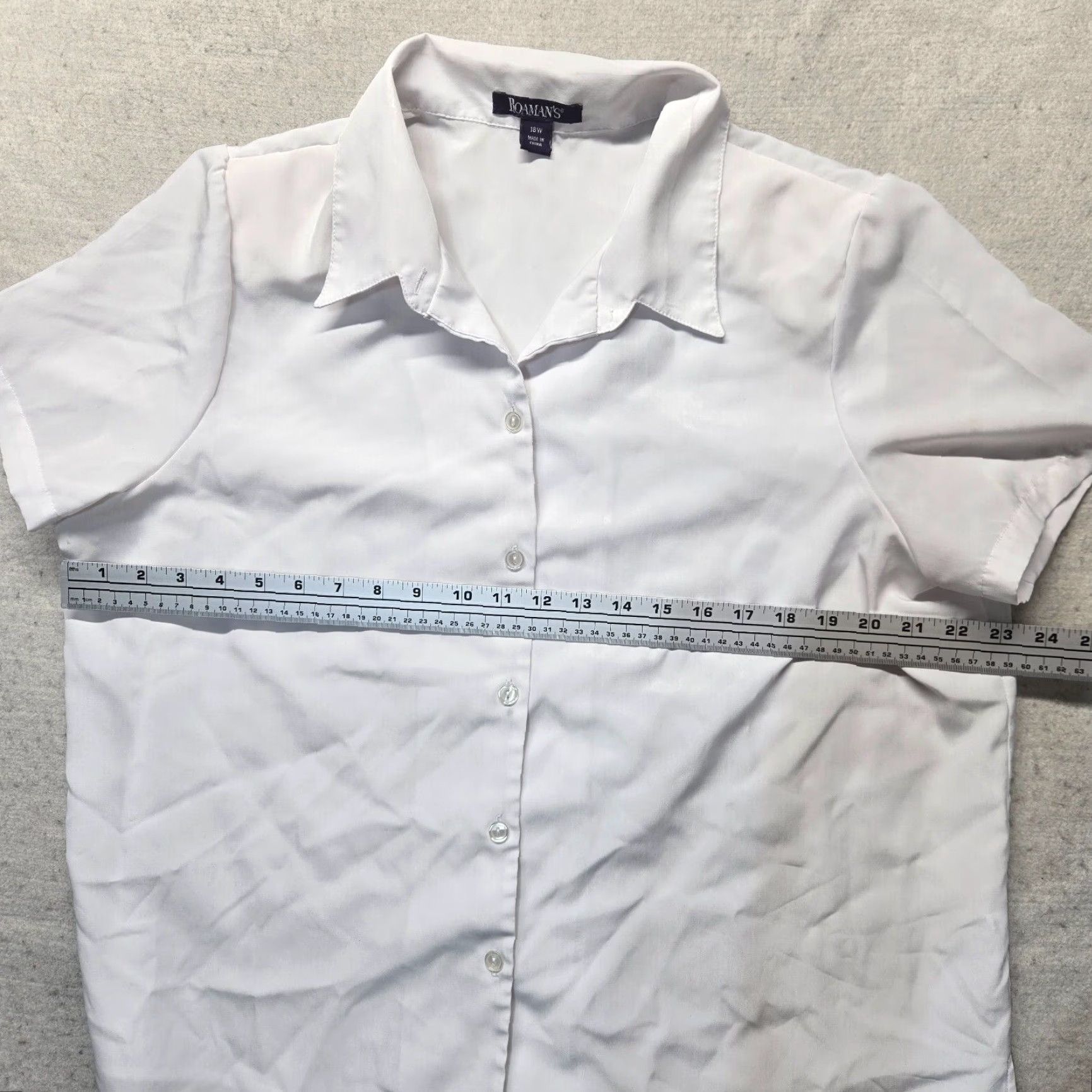 Vintage Roaman's Solid White Button-Up Short Sleeve Shirt 18W Womens Shoulder Pads Adult Plus Size 18W White Shirt Size XXL / US 16-18 / IT 52-54 - 4 Thumbnail