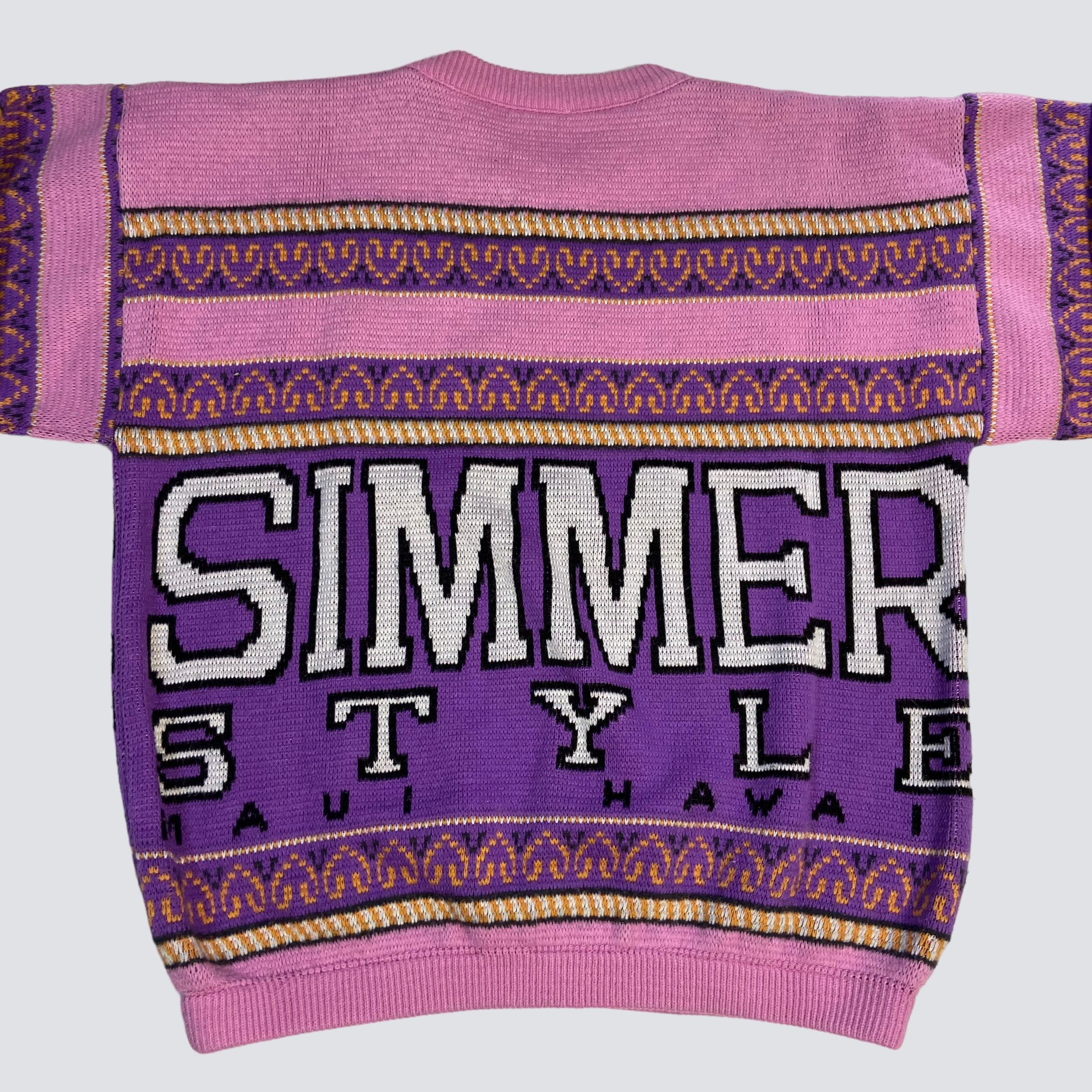 Vintage 1980s SIMMER STYLE MAUI ARCHIVE KNITTED SWEATER - № 1110 Size US L / EU 52-54 / 3 - 9 Thumbnail