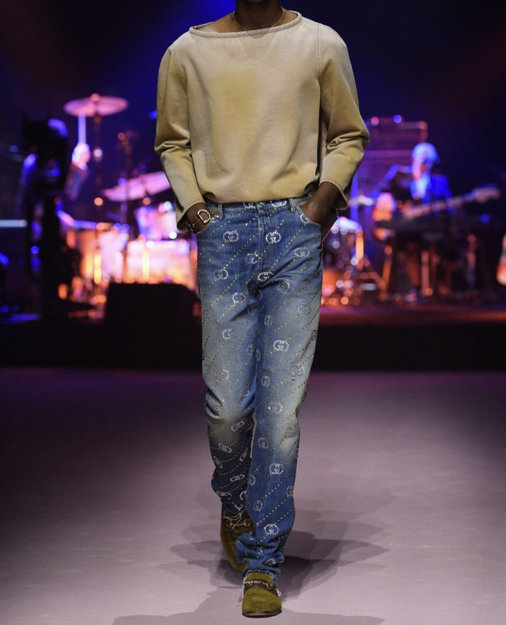 Gucci Runway Fw23/24 Interlocking G Embellished Jeans Size US 32 / EU 48 - 1 Thumbnail