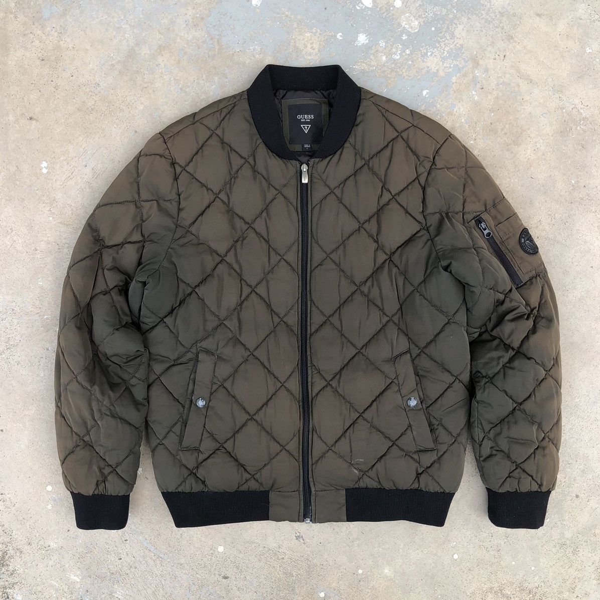 Vintage Guess Est.1981 Sun Faded Quilted Bomber Jacket