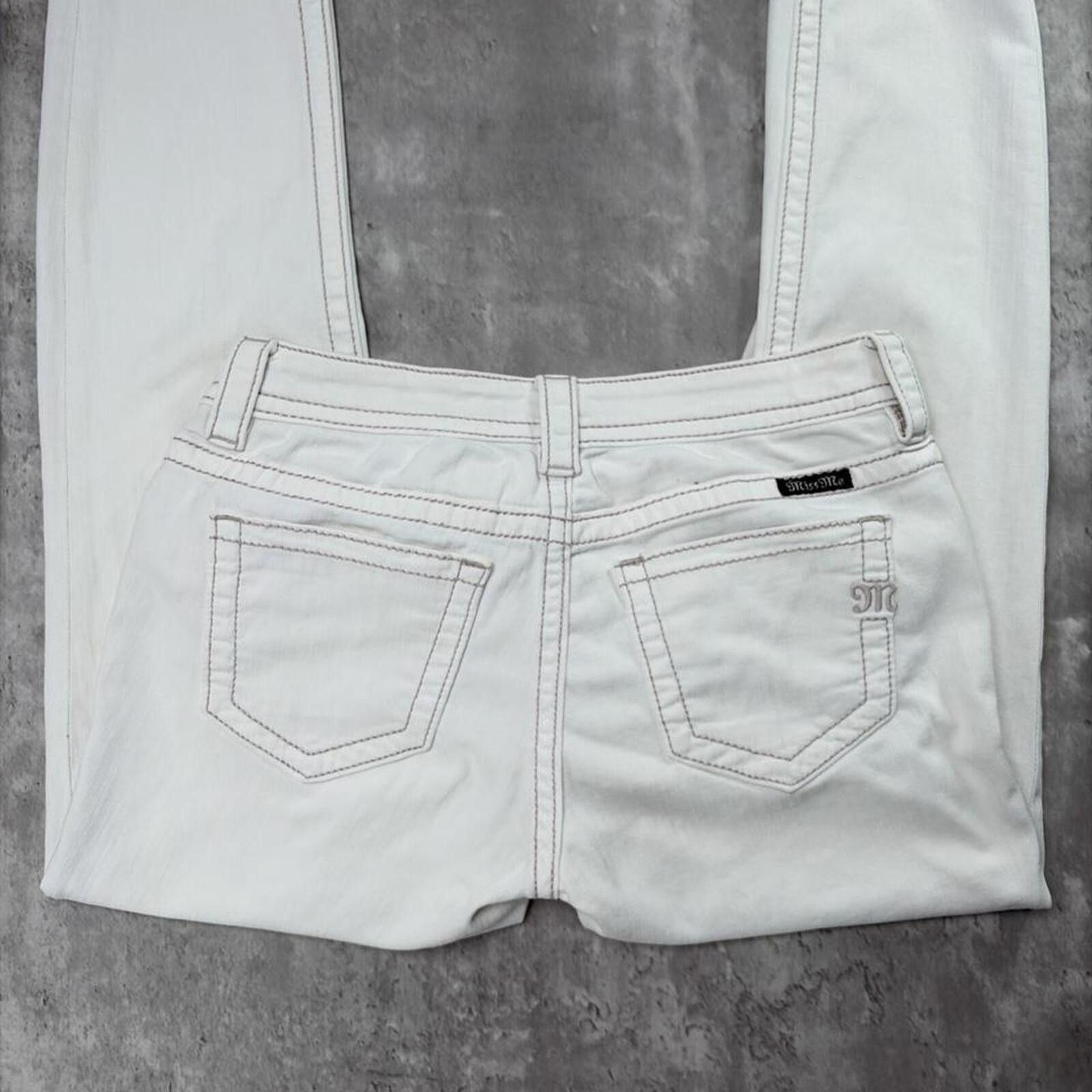 Other Y2K White Miss Me Grunge Gothic Ankle Skinny Denim Jeans Size 27" / US 4 / IT 40 - 3 Thumbnail