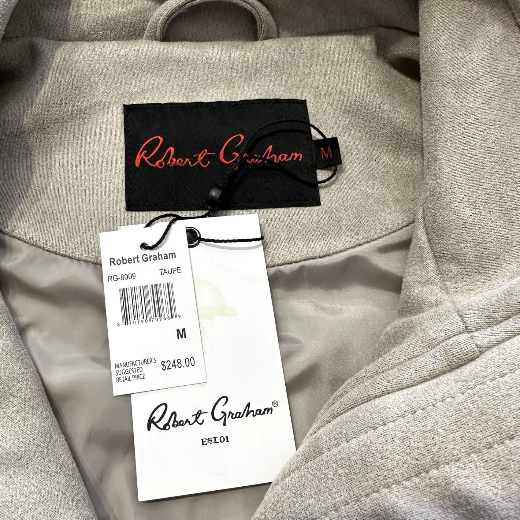 Robert Graham Robert Graham Jacket Mens M Black Faux Suede Taupe Bomber Size US M / EU 48-50 / 2 - 2 Thumbnail