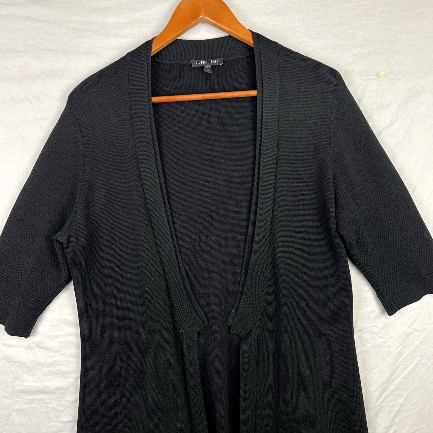 Eileen Fisher Eileen Fisher Sweater Women Medium Cardigan Open Cotton Silk Blend Black Knit Mens Ladies Womens Size M / US 6-8 / IT 42-44 - 2 Thumbnail