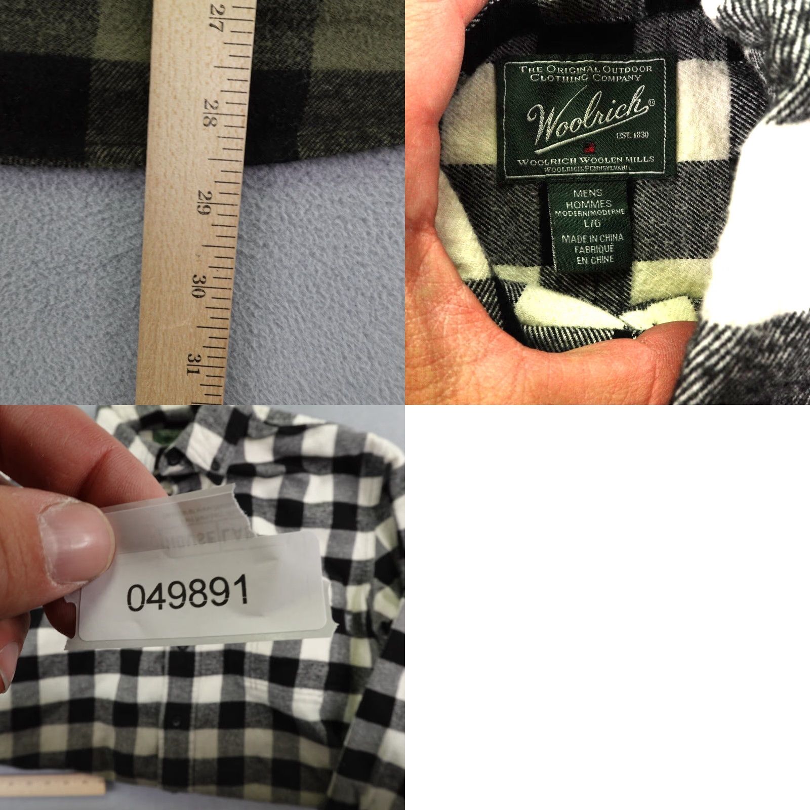 Vintage Woolrich Shirt Casual Outdoor Plaid Flannel Button-Up Mens Large Gray White Gradient Plaid Cotton 100% Regular Fit Mens Size US L / EU 52-54 / 3 - 8 Thumbnail