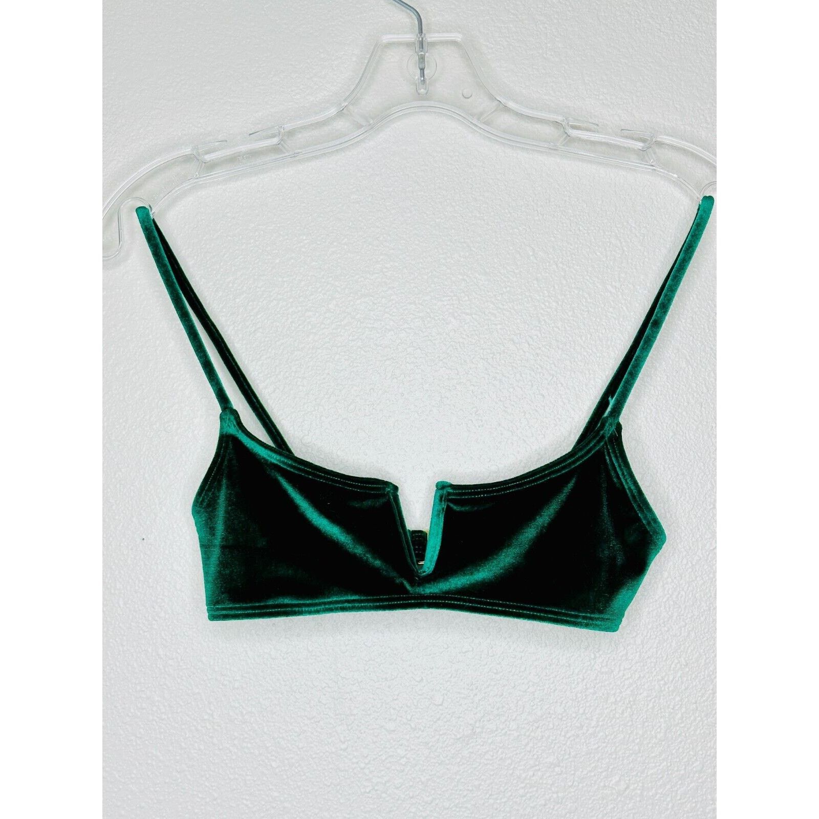 Other South Beach Green Velvet V-Cutout Bikini Top Gold Hardware 6 Size S / US 4 / IT 40 - 1 Thumbnail