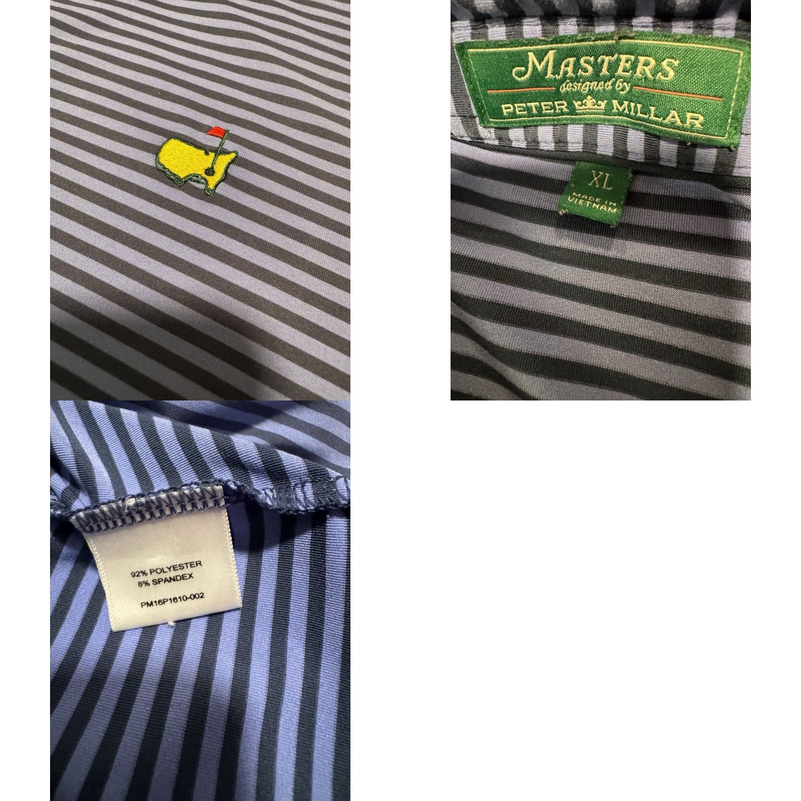 Peter Millar VINTAGE Masters x Peter Millar Augusta Golf Lavender Navy Blue Striped Polo Men’s XL Size US XL / EU 56 / 4 - 10 Thumbnail
