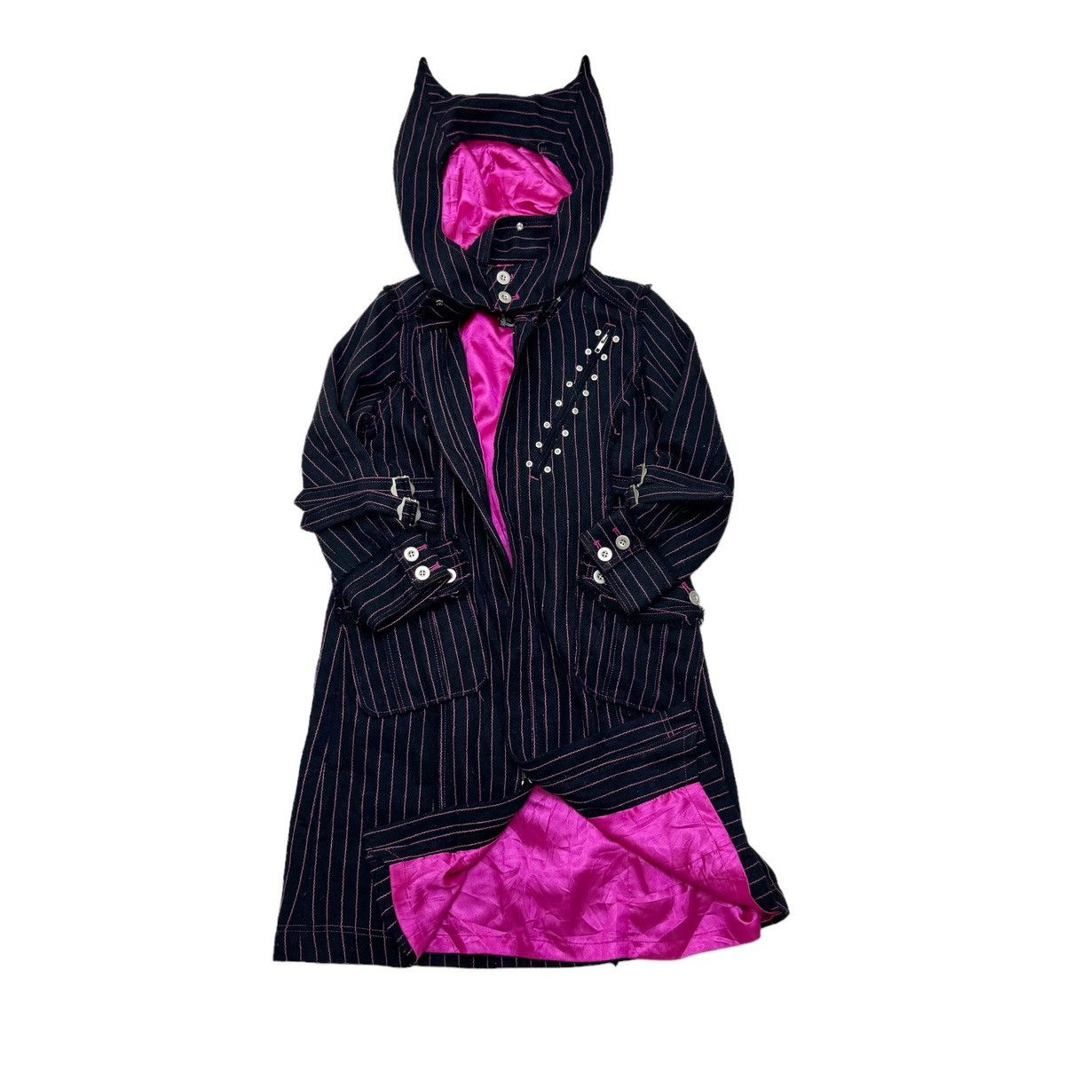 20471120 ⚡️ALGONQUINS HOODIE STRIPED GOTHIC PUNK BONDAGE JACKET Size L / US 10 / IT 46 - 2 Thumbnail