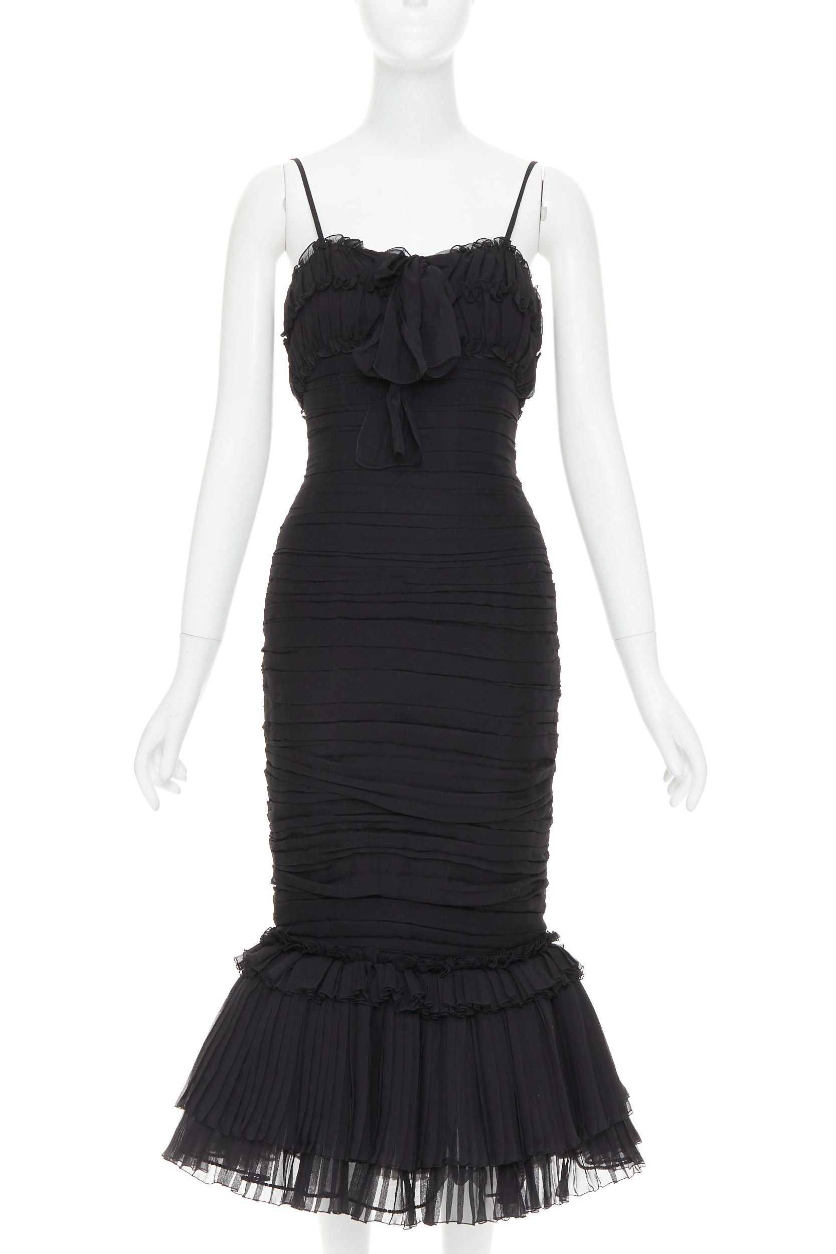 Alexandre Vauthier ALEXANDRE VAUTHIER COUTURE black chiffon ruched tulle flared crystal skirt dress Size S / US 4 / IT 40 - 1 Thumbnail