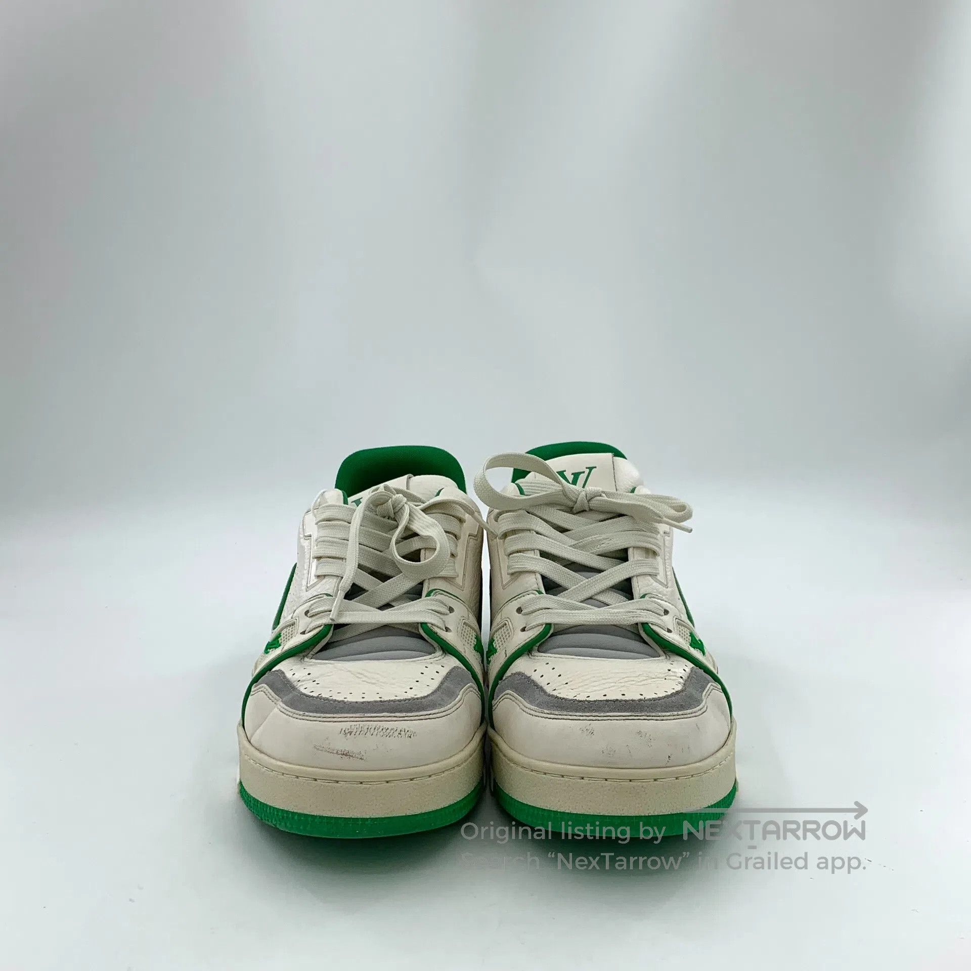 Louis Vuitton Louis Vuitton White and Green Color Laced Casual Flat Spor Size US 9 / EU 42 - 3 Thumbnail